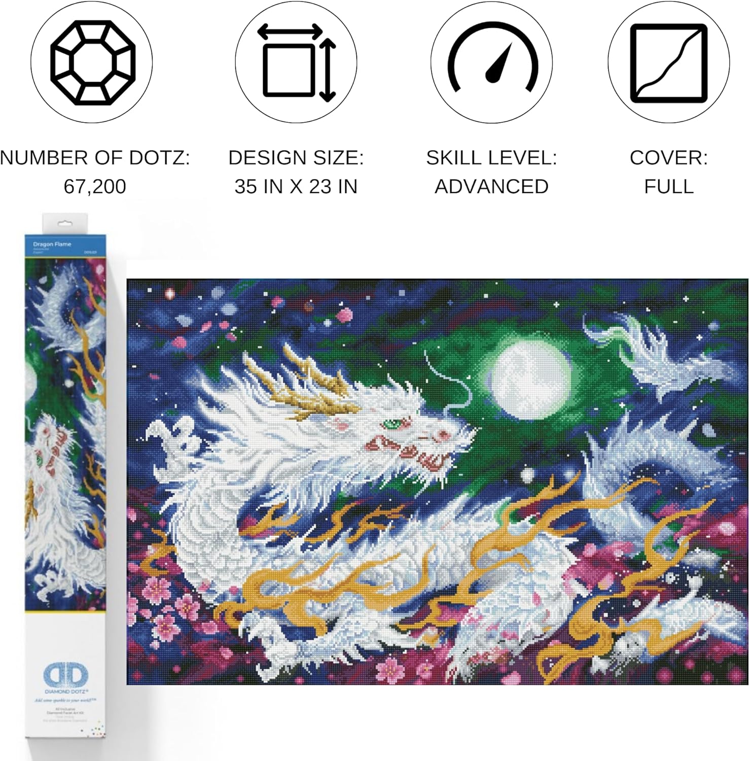 DIAMON DOT Drago Flam Mythica Diamon Paintin Kit fo Adult Diamon Ar Kit Relaxin Creativ Craf Ki wit Dot Gem 35inchx23inch