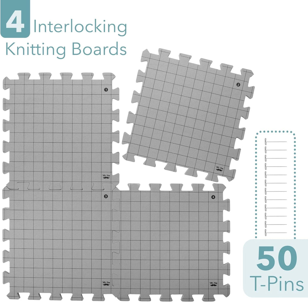 Interlockin Blockin Mats 12¡±x12¡± Pack Blockin Mat fo Knittin Croche Project wit 5 T-Pins Knittin Blockin Mat an Pins Croche Blockin Boar fo Crocheting