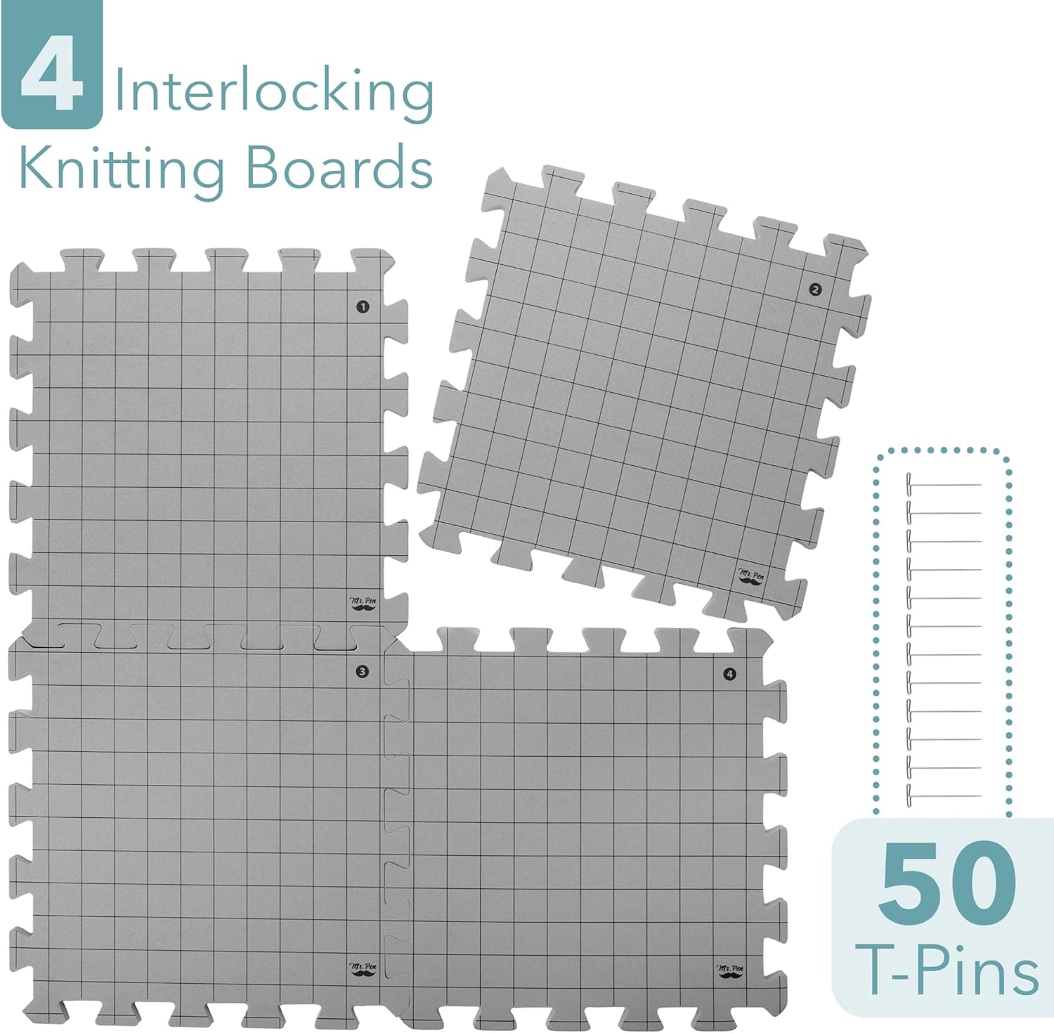 Interlockin Blockin Mats 12¡±x12¡± Pack Blockin Mat fo Knittin Croche Project wit 5 T-Pins Knittin Blockin Mat an Pins Croche Blockin Boar fo Crocheting