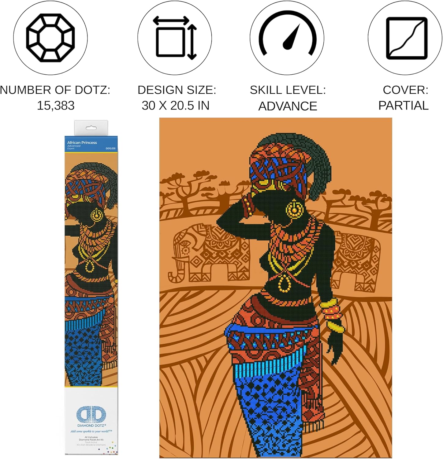 DIAMON DOT Africa Princes Portrai Diamon Paintin Kit fo Adult Diamon Ar Kit Relaxin Creativ Craf Ki wit Dot Gem 30inchx20.5inch