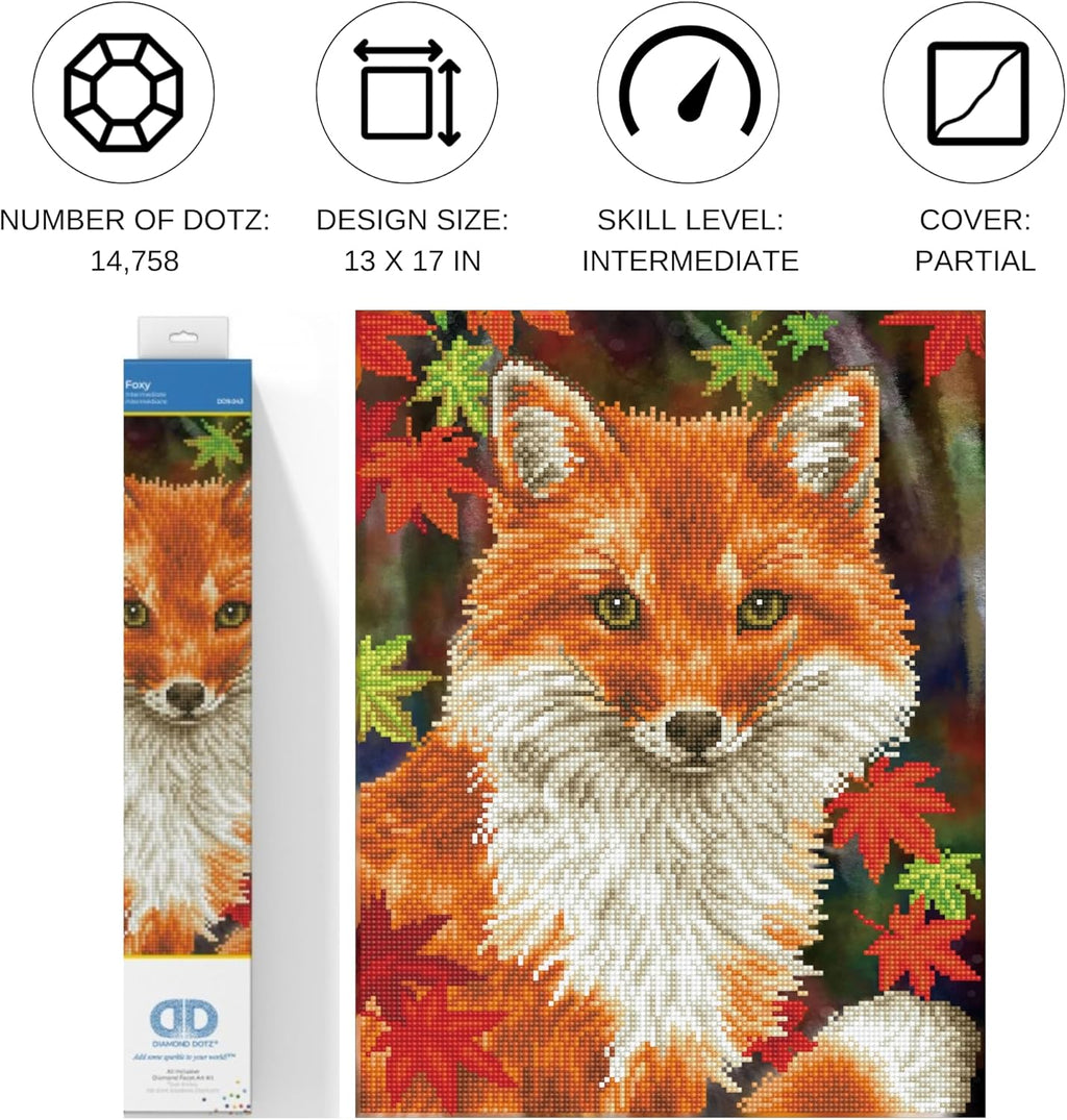 DIAMON DOT Fox Anima Diamon Paintin Kit fo Adult Diamon Ar Kit Relaxin Creativ Craf Ki wit Dot Gem 13inchx17inch