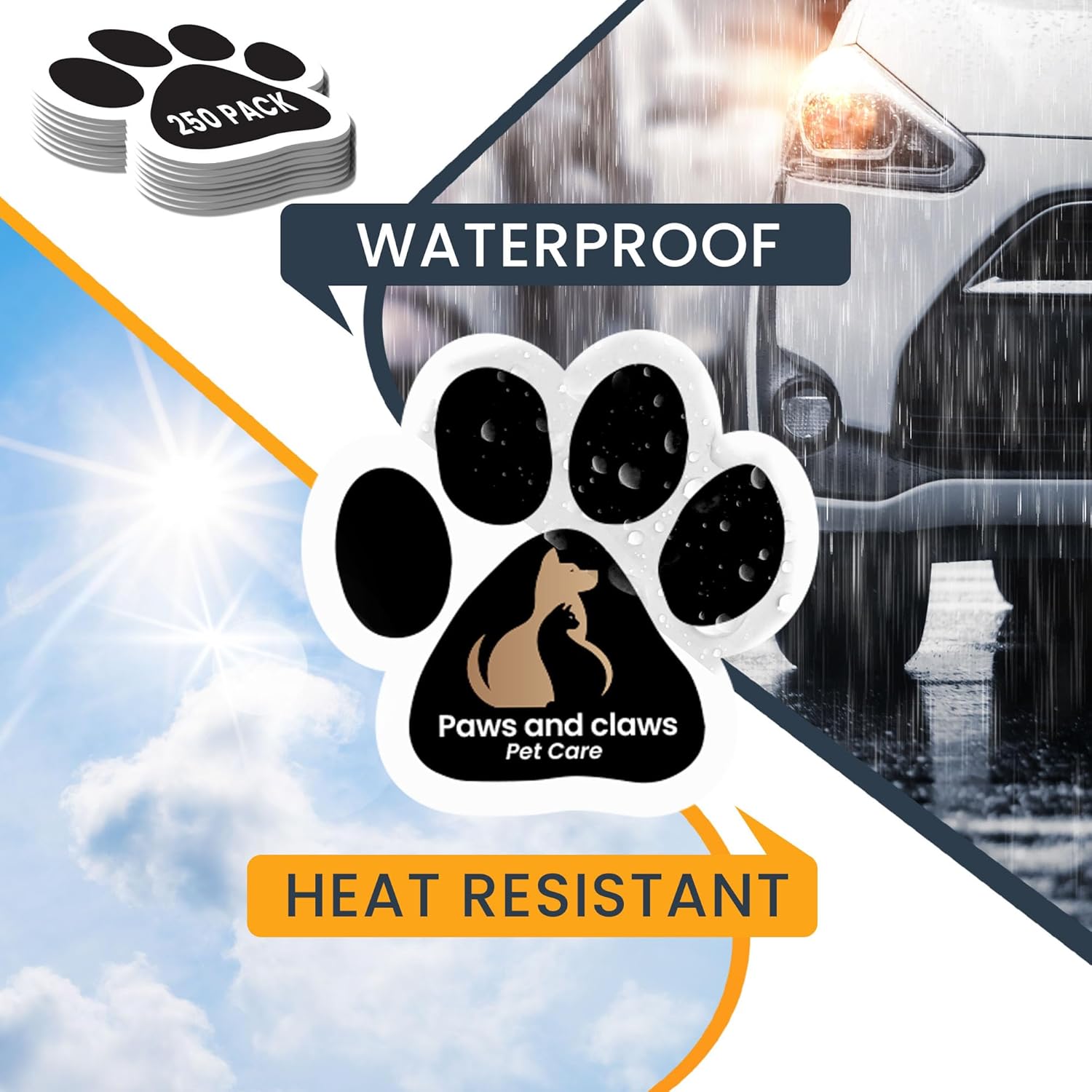 Magnet Me Up Custom 5 Inch Pawprint Magnet, 250 Pack, Customizable Magnet for Businesses, Personal Use, Choose Your Text, Upload Image, Magnetic Vinyl for Car and Any Magnetic Surface, Crafted in USA
