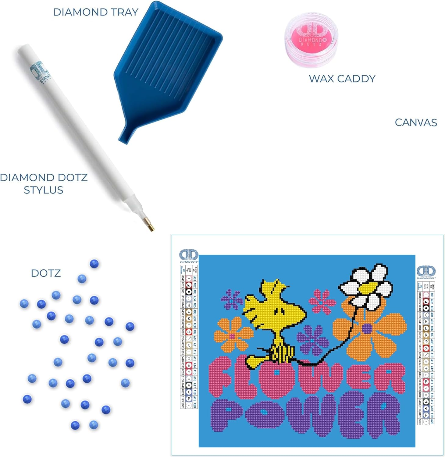 DIAMON DOT Flowe Powe (Peanuts Snoop Diamon Paintin Kit fo Adult Diamon Ar Kit Relaxin Creativ Craf Ki wit Dot Gem 14inch 12.5inch