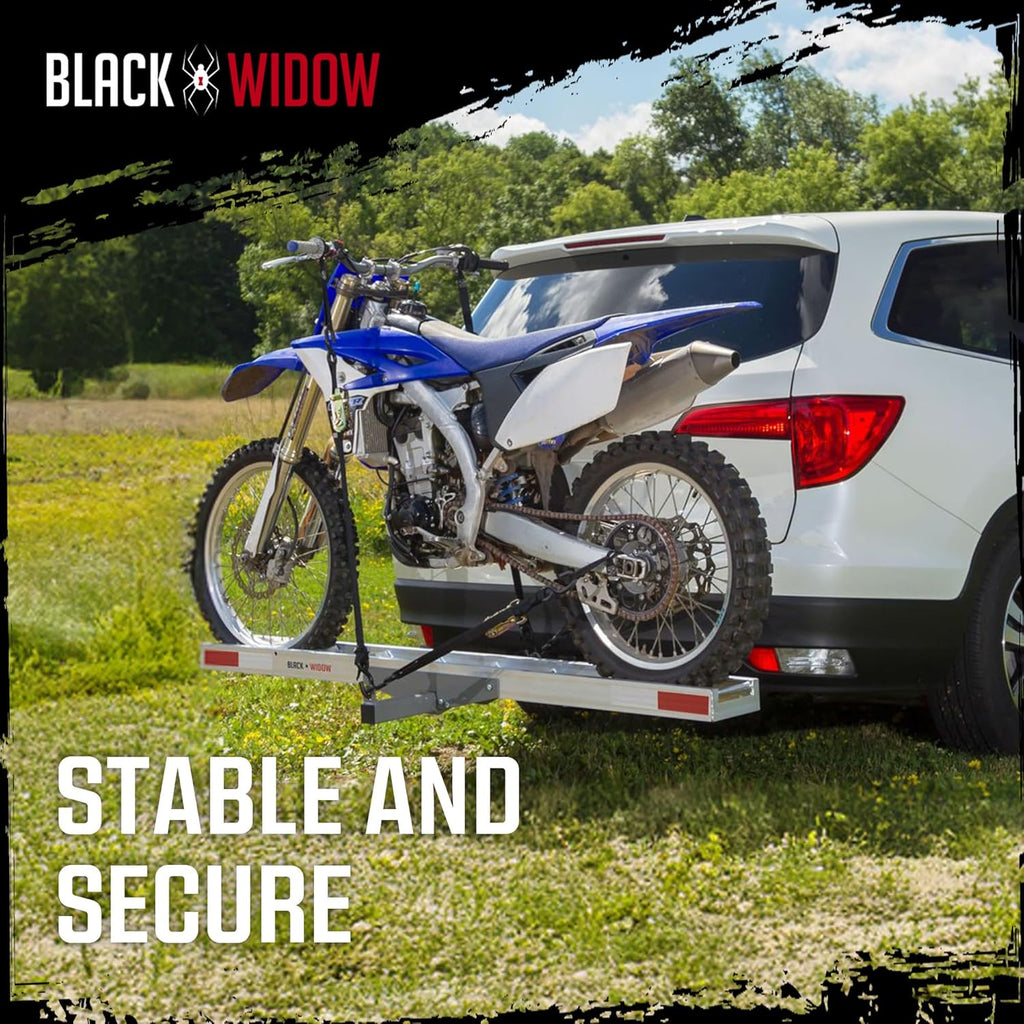 Blac Wido Motorcycl Bik Hitc Carrie wit Loadin Ramp 40 Lb Capacity Metalli Heavy-Dut Aluminu Haule an Platfor fo Motorcycles