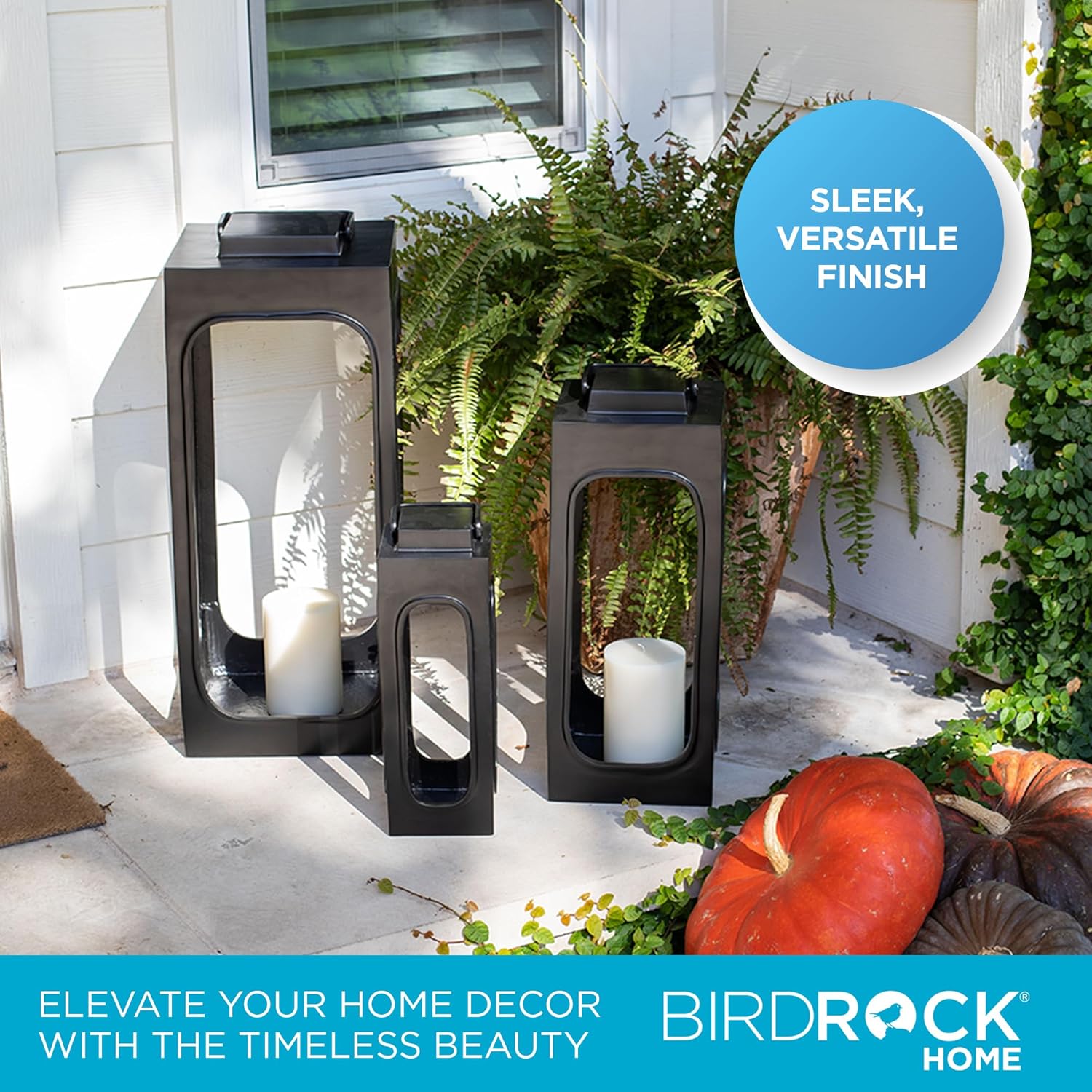 BIRDROC HOM Decorativ Meta Candl Lanter Holder Indoo an Outdoo Use Hom Accents Hangin o Sittin o Patio Garden o Hom Deco Se o 3 Black