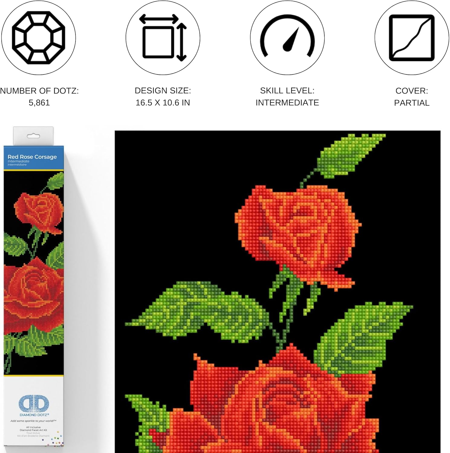 DIAMON DOT Re Ros Corsag Diamon Paintin Kit fo Adult Diamon Ar Kit Relaxin Creativ Craf Ki wit Dot Gem 16.5x10.6