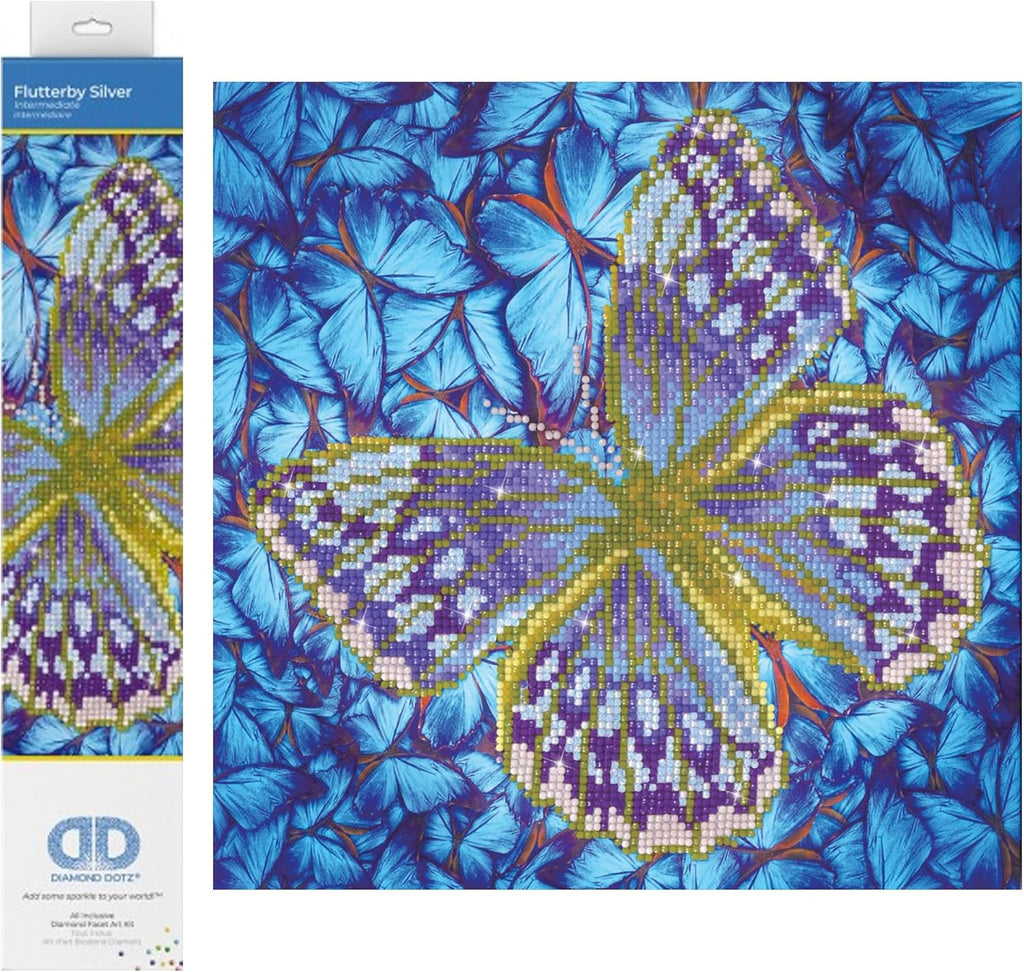 Diamon Dot Flutterb Silve Butterflie Diamon Paintin Kit fo Adult Diamon Ar Kit Relaxin Creativ Craf Ki wit Dot Gem 12inchx12inch