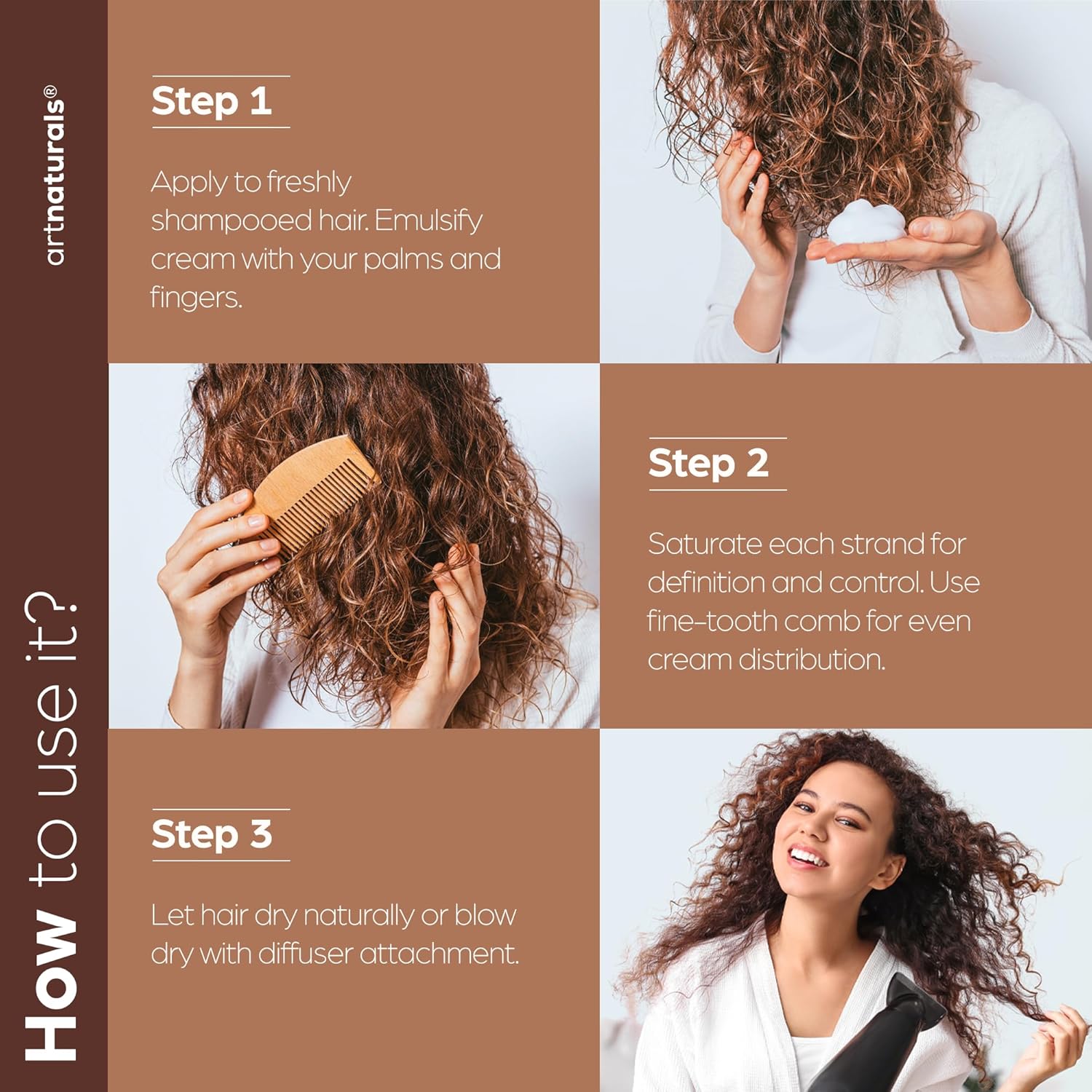 Artnatural Cur Definin Cream-Moisturize Enhance w/Almond Jojob Arga Oi Natura Friz Contro fo Wav Curl Hai Product Sulfat Fre 1 O fo Wome an Men