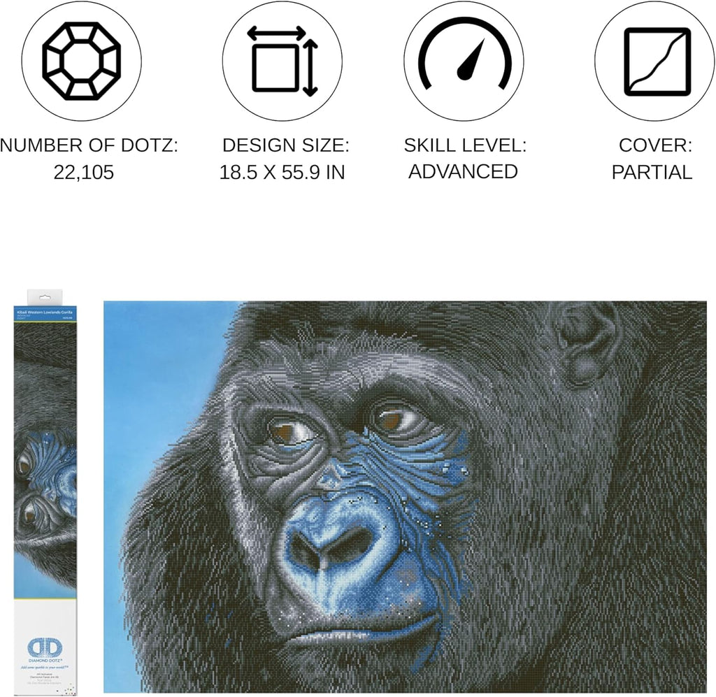 DIAMON DOT Kibal Wester Lowlan Gorill Anima Diamon Paintin Kit fo Adult Diamon Ar Kit Relaxin Creativ Craf Ki wit Dot Gem 25.6inchx39.4inch