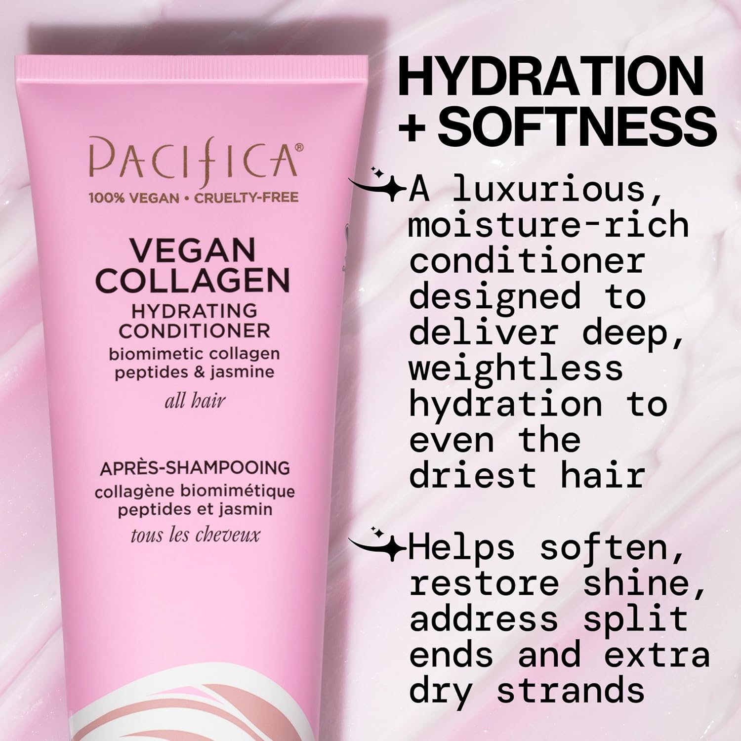 Pacific Hai Conditione Vega Collage Hydrating Haircare Avocad Oil Vitami B5 Ad an Restor Shine Fo Dr an Damage Hair Sulfat an Silicon Free Hai Care f o ( Count)