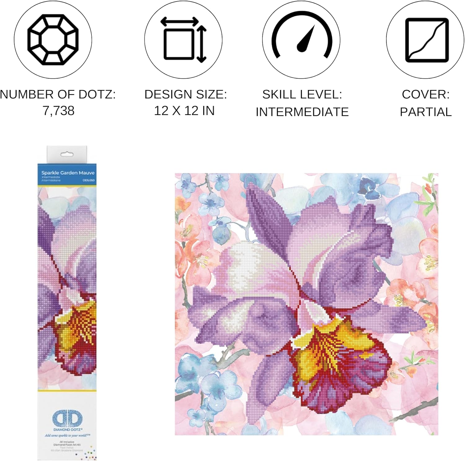 DIAMON DOT Sparkl Garde Mauv Flora Diamon Paintin Kit fo Adult Diamon Ar Kit Relaxin Creativ Craf Ki wit Dot Gem 12inchx12inch