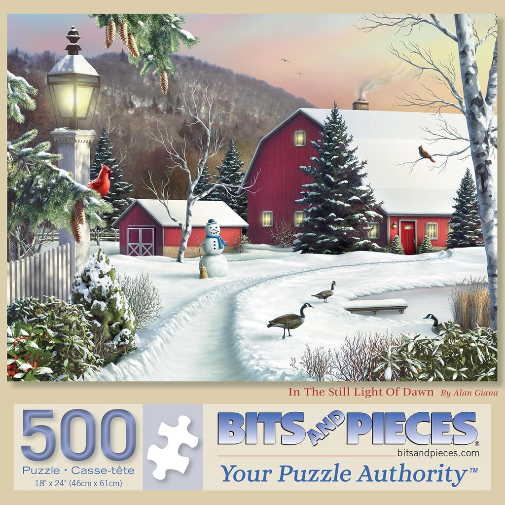 Bits and Pieces ¨C Large 500 Piece Jigsaw Puzzle for Adults ¨C ¡®in The Still Light of Dawn¡¯ Winter Jigsaw Puzzle by Artist Alan Giana, Completed Puzzle Size: 18inch x 24inch