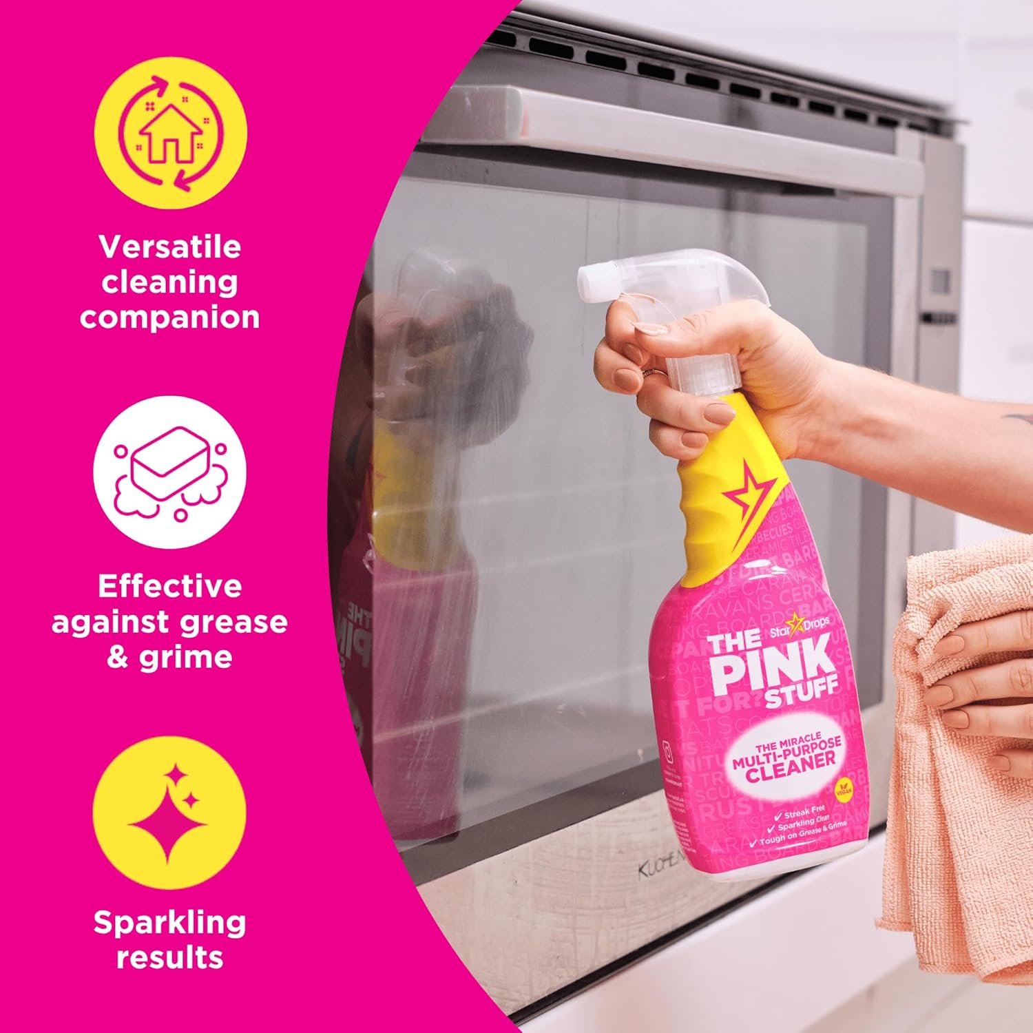 The Pink Stuff Miracle Multi-Purpose Cleaner Spray, 30 fl oz ¨C Now 20% More! Powerful All-Purpose Cleaning Solution for Kitchens, Bathrooms, Floors More ¨C Cuts Through Grease Grime with Ease
