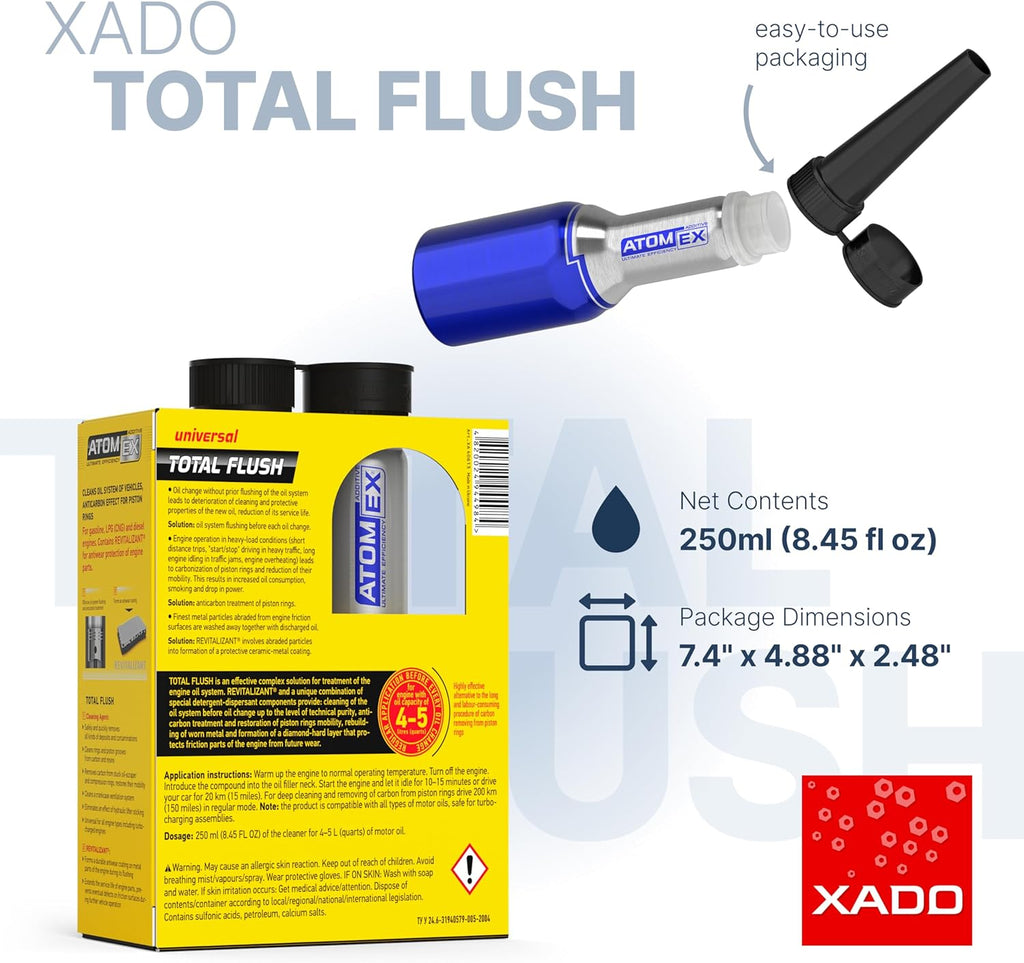 XAD Engin Oi Syste Cleane wit Anti-Carbo Effec Remove Contaminatio Engin Sludg ATOME Tota Flus Revitalizan (Bottle 250ml)
