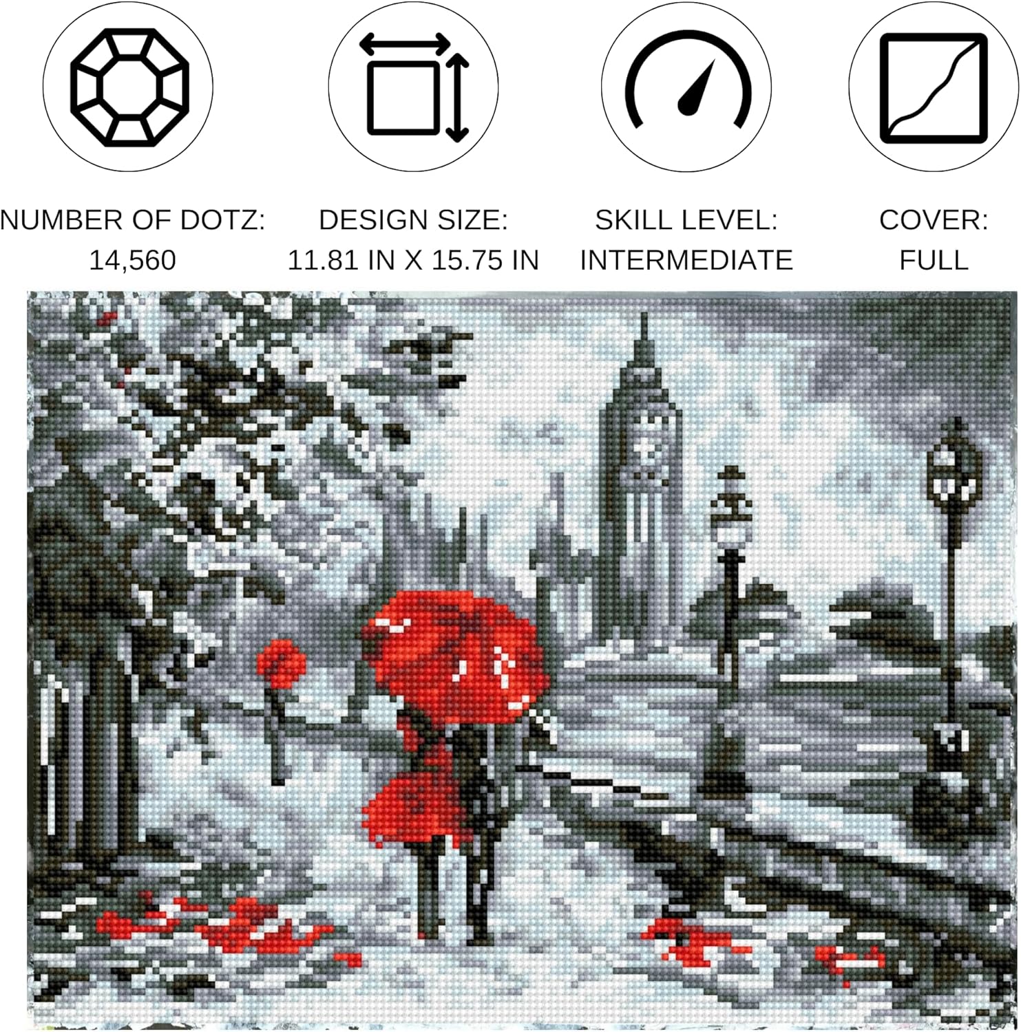 DIAMON DOT Splas o Re Diamon Paintin Kit fo Adult Diamon Ar Kit Relaxin Creativ Craf Ki wit Dot Gem 11.8x15.8