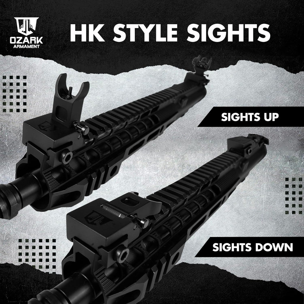 Flip Up Iron Sights - BUIS Flip Up Sights Rail Mounted - Front and Rear Sight Set