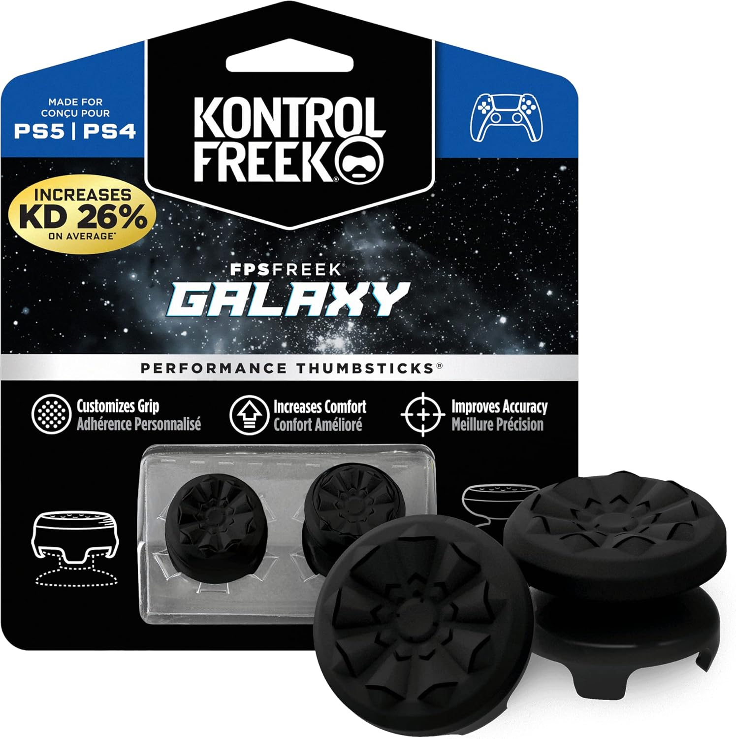 KontrolFree FP Free Galax Blac fo PlayStatio (PS4 an PlayStatio (PS5 Performanc Thumbstick  High-Rise Mid-Ris Blac (Limite Edition)