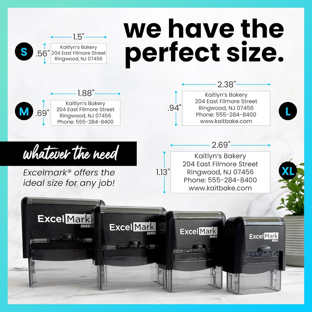 ExcelMark Custom Rubber Stamp ¨C Clean Easy Stamping ¨C Personalized Self-Inking Stamp (Medium)
