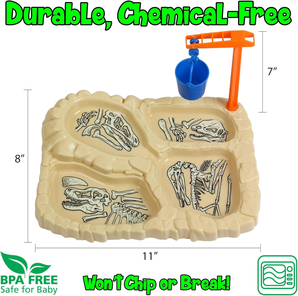 Dinosau Mea Set Din Kid Plat an Condimen Holder Jurassi Dinosau Toddle Dinnerware