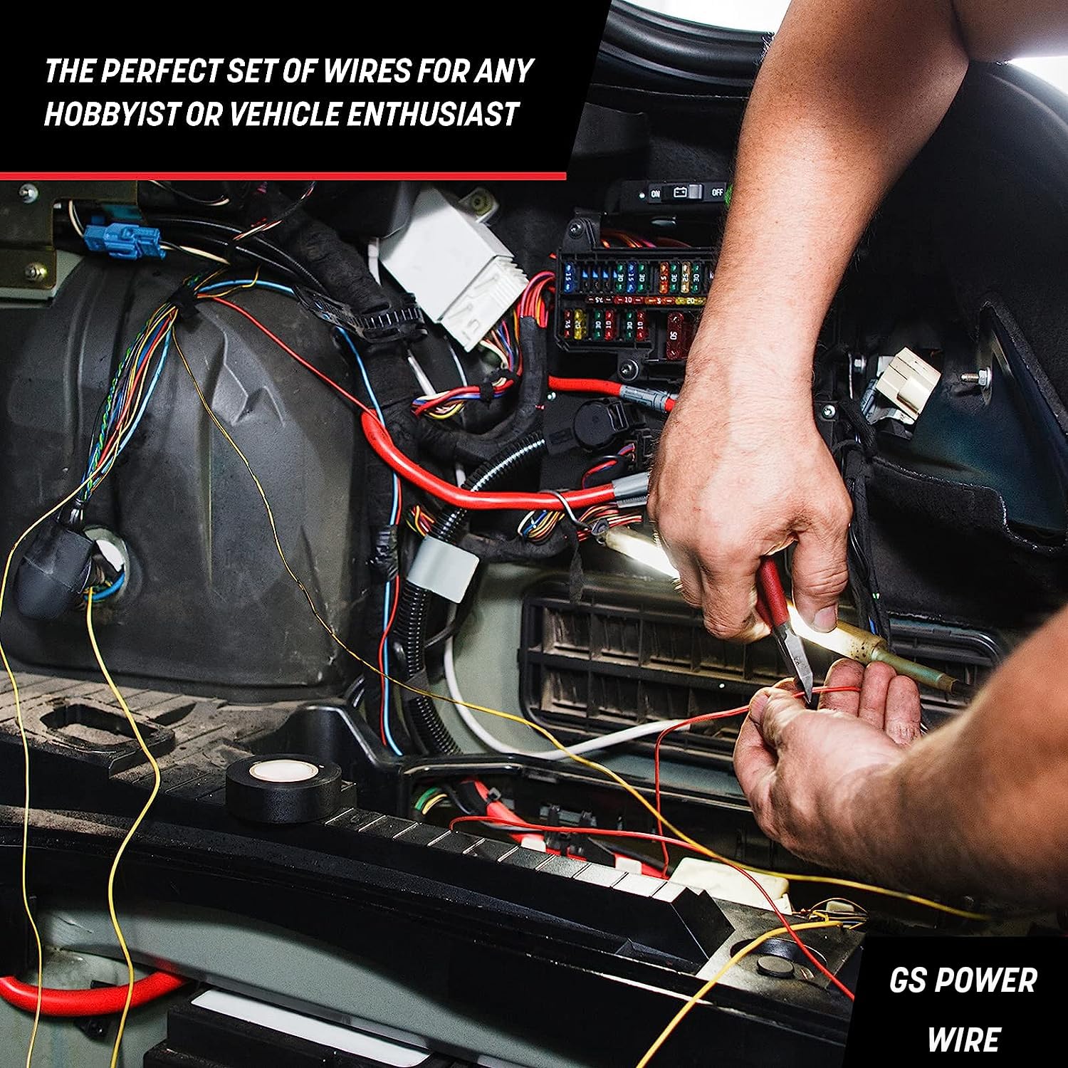 GS Power 50ft CCA 16 Gauge Wire Automotive, 25ft Red & 25ft Black, 16 AWG 12v, Speaker Electrical Wire Low Voltage Primary for Car Stereo Audio Video Trailer Harness Hookup Wiring DIY