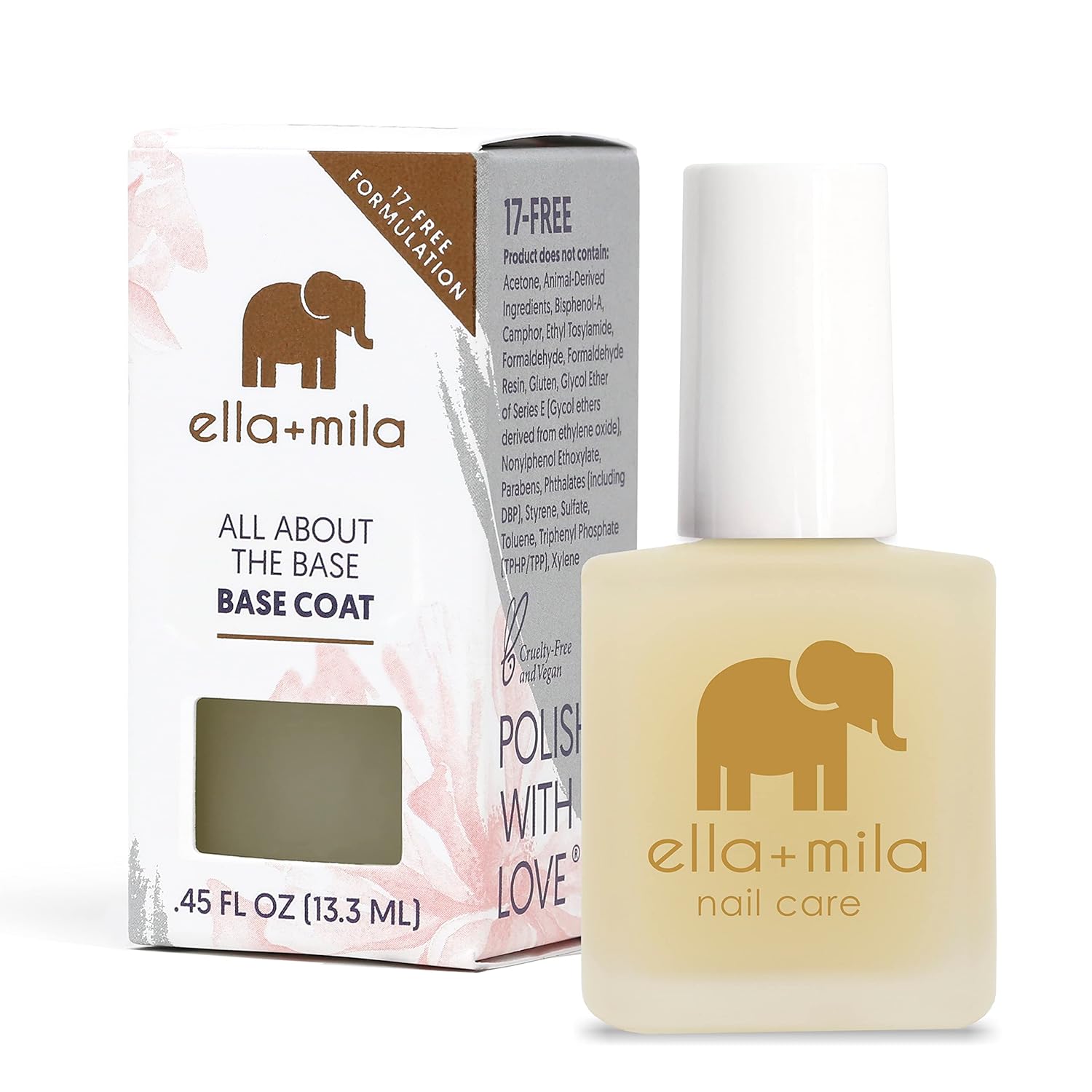 ella+mil Ridg Fille Bas Coa Nai Polis Smoothin Nai Treatmen an Long-lastin Ridg Fille Nourishin Clea Polis fo Natura Fingernail (0.4 f oz)