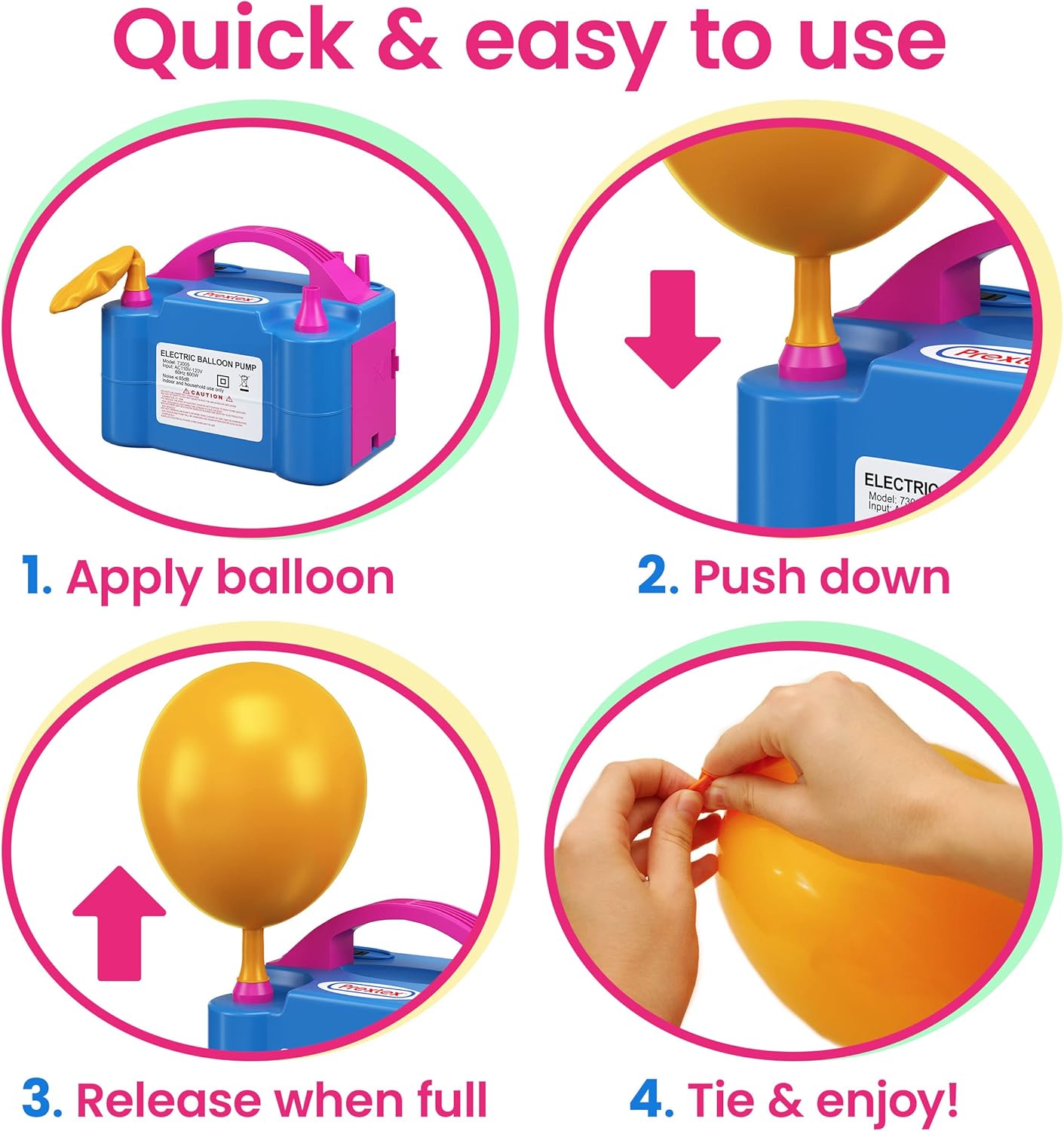 Prexte Balloon Electri Pum Inflate Blu 110 600 Portabl Pum wit Ai Blowe Dua Nozzl Inflato fo Fast Eas Bul Balloon Fillin fo Even Part Decoratio Balloo Pump Electric