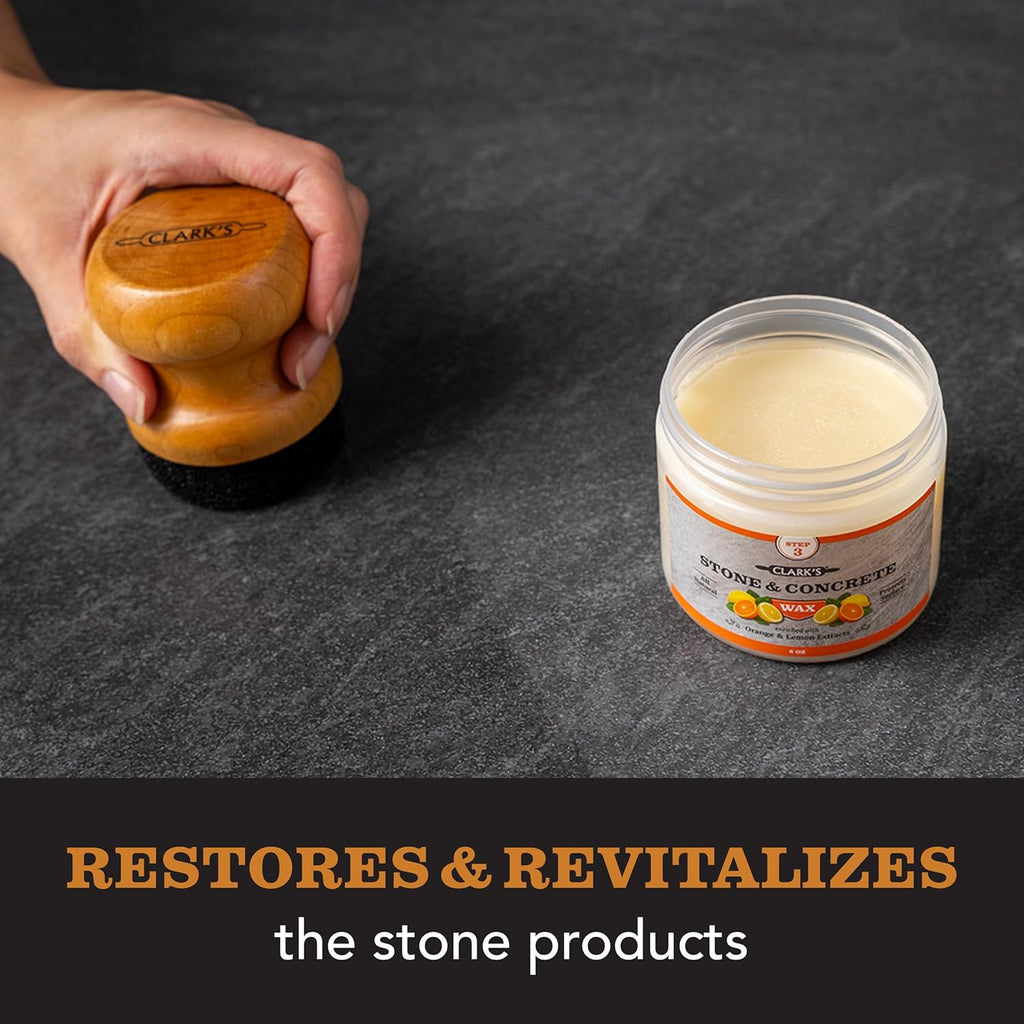 CLARK¡¯S Stone and Concrete Wax - Soapstone Wax with Orange and Lemon Extracts - Helps Preserve and Protect Against Liquids - Revitalizes Stone Surfaces - Made with Carnauba and Beeswax
