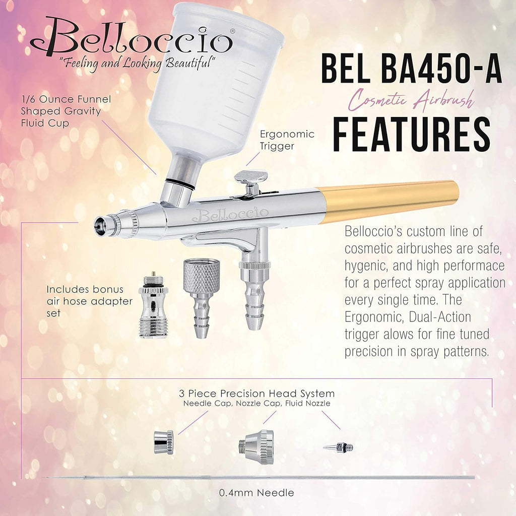 Bellocci Sunles Tannin Airbrus Multi-Purpos Precisio Gravit Fee Airbrus wit 0.4m Ti (Single-Actio o Dual-Actio Capability)