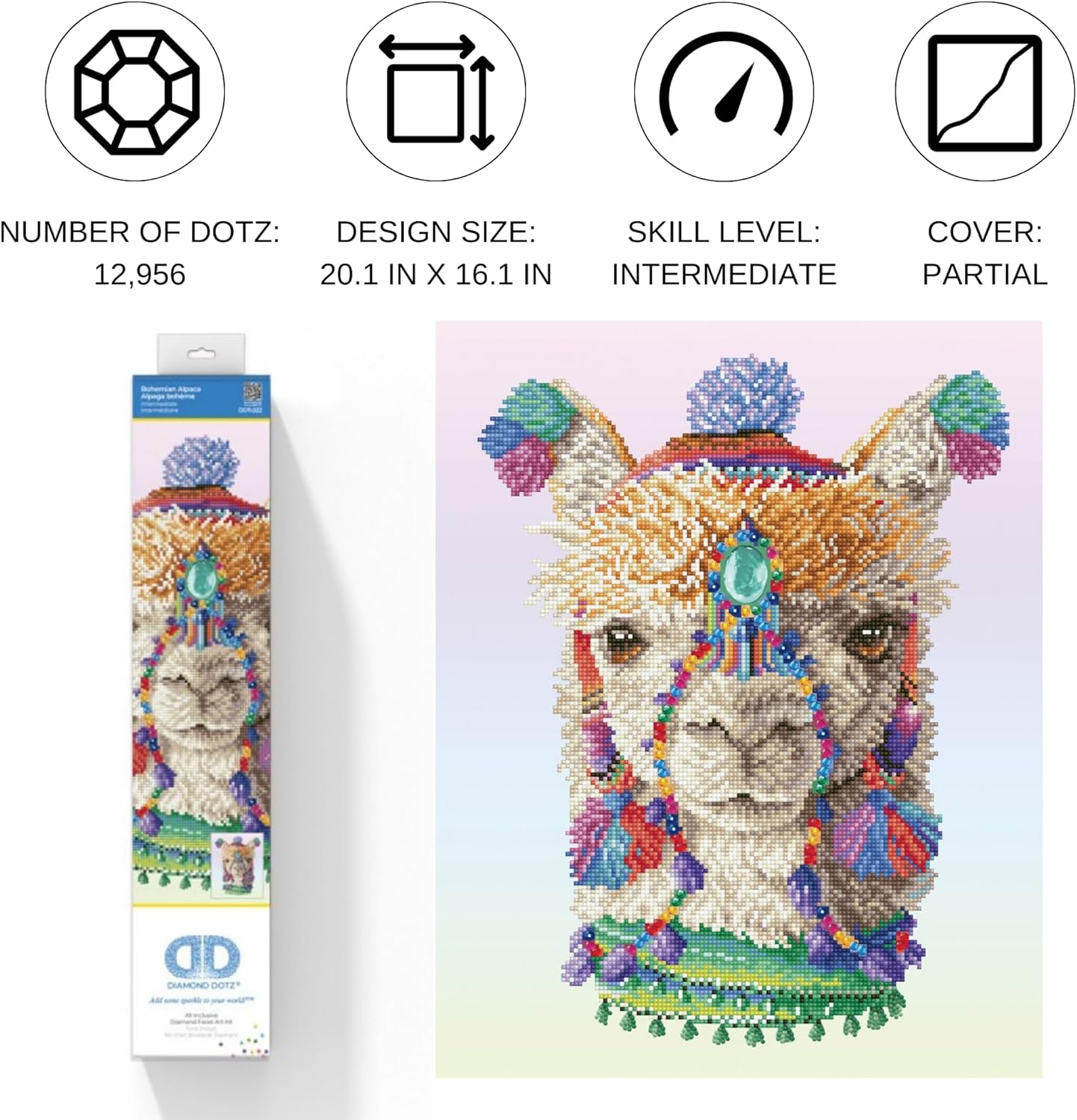 DIAMON DOT Bohemia Alpac Diamon Paintin Kit fo Adult Diamon Ar Kit Relaxin Creativ Craf Ki wit Dot Gem 20.1x16.1