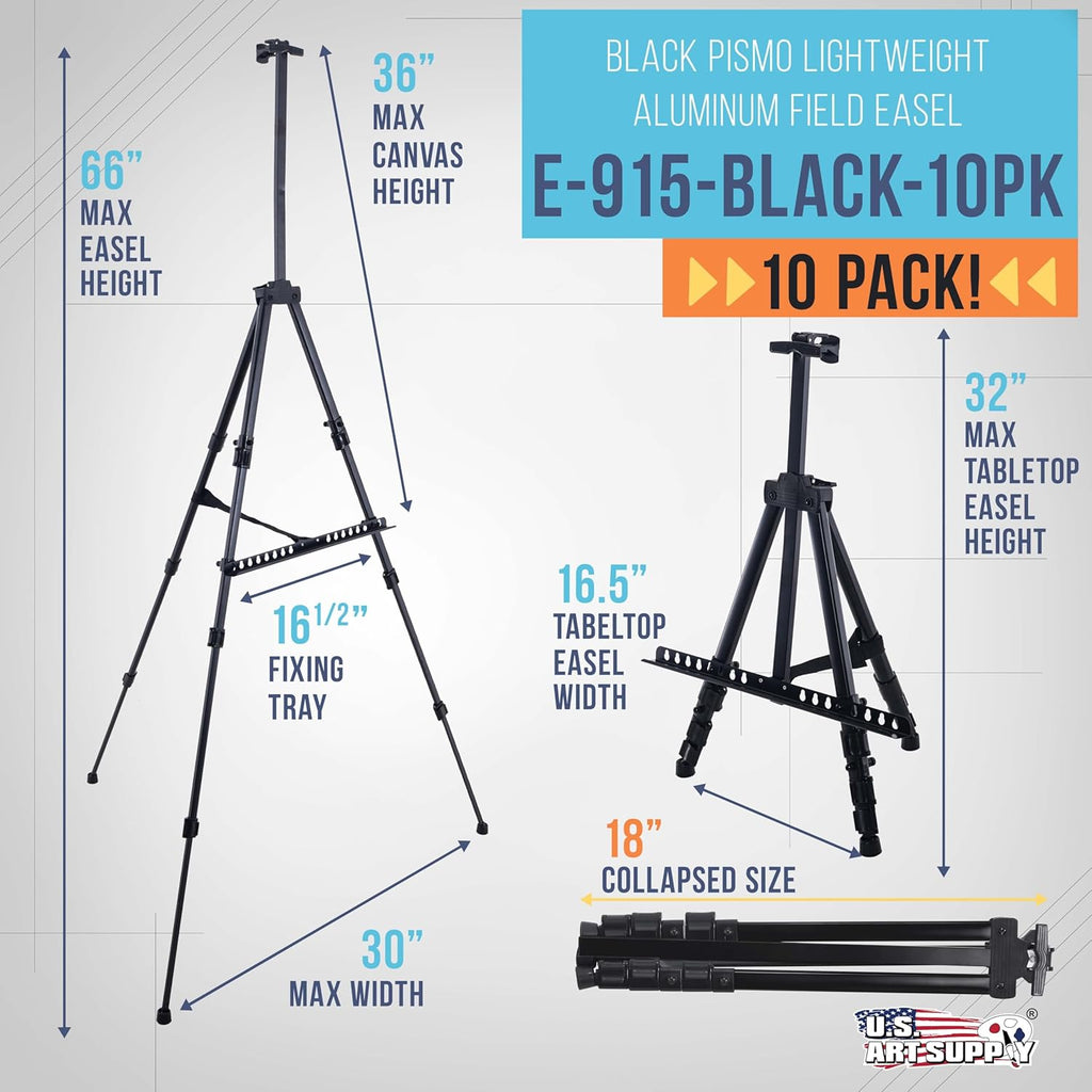 U.S Ar Suppl 66inc Blac Meta Tripo Ease Displa (1 Pack Adjustabl 20inch 5.5' Hold 32inc Canva Floor/Tableto Ease Stand fo Sig Display Painting Poste Board Canva Portabl Bag