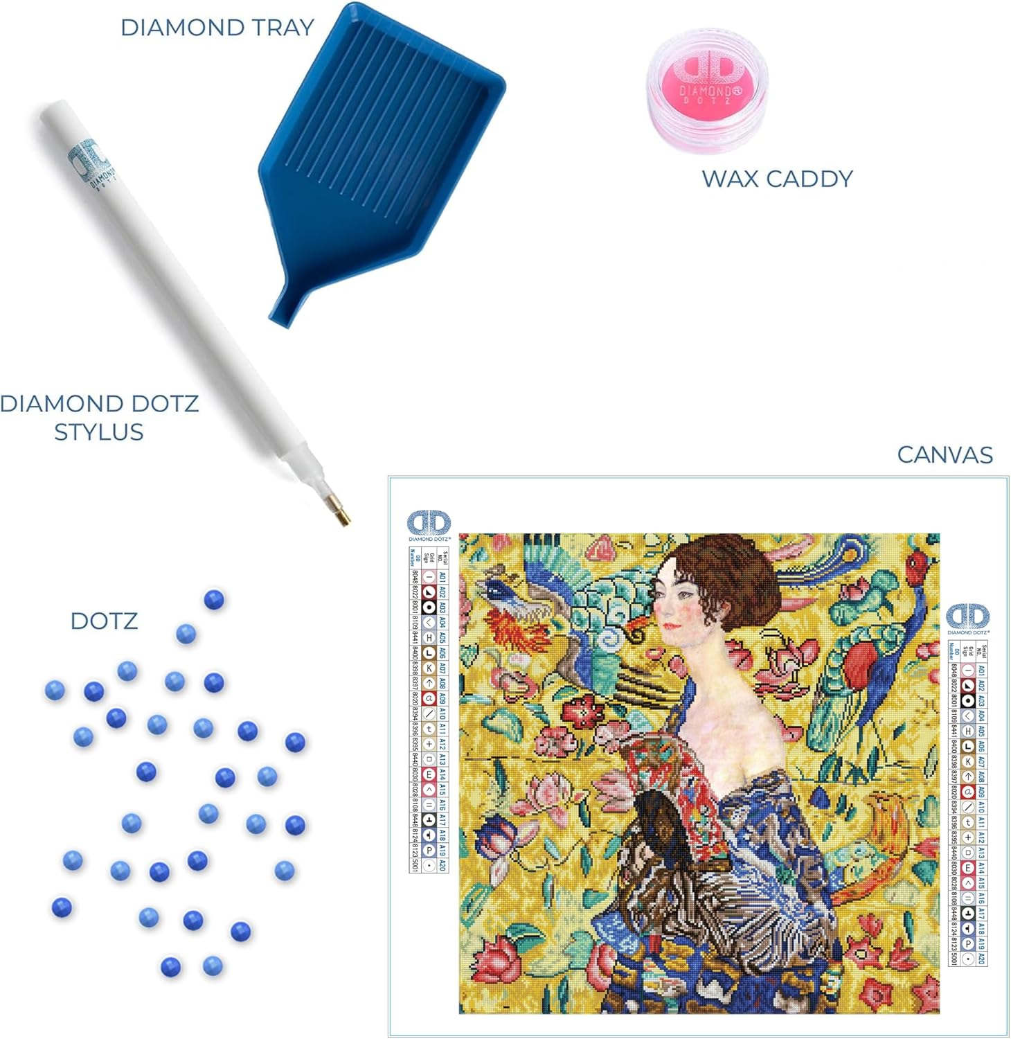 DIAMON DOT Lad wit Fa (Apre Klimt Portrai Diamon Paintin Kit fo Adult Diamon Ar Kit Relaxin Creativ Craf Ki wit Dot Gem 26.4inchx26.4inch