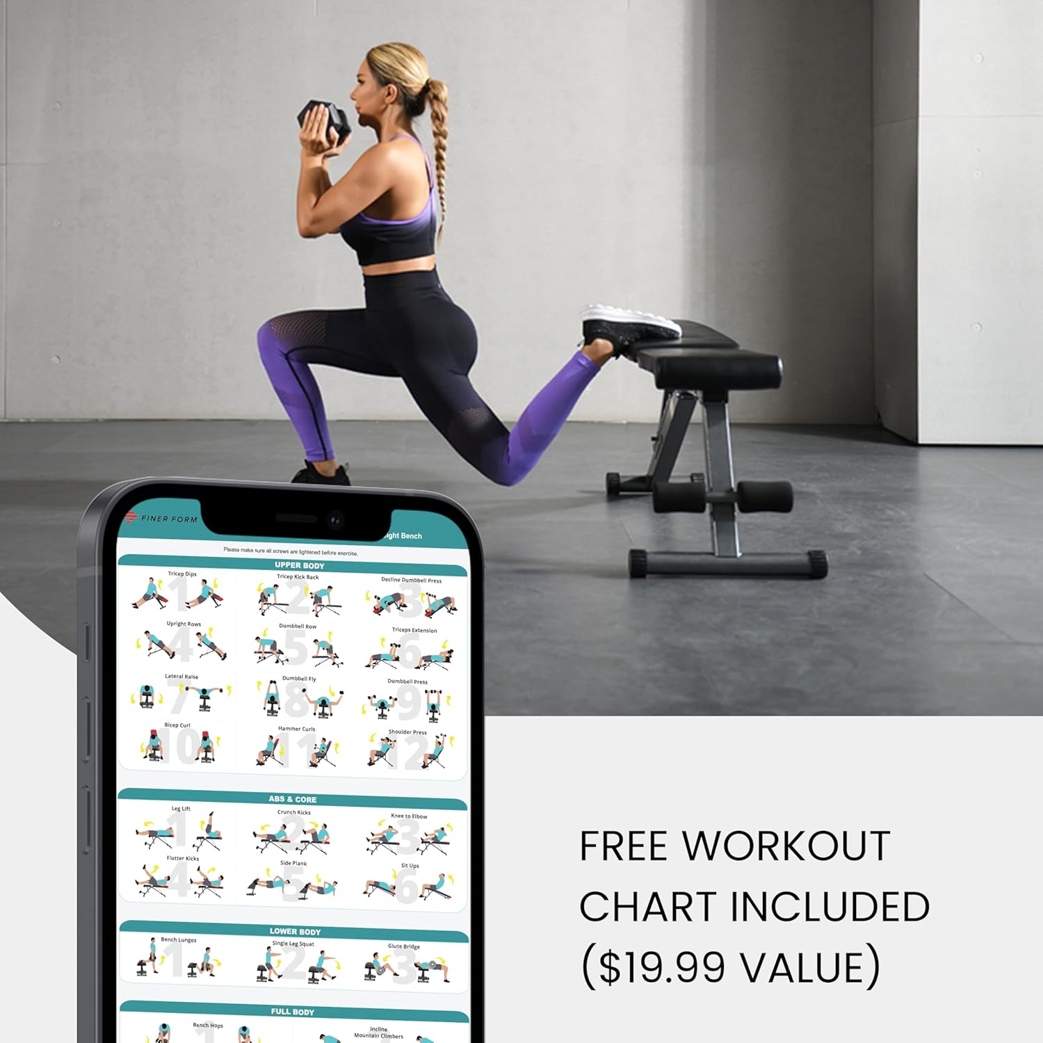 F Fine For 5-in- Weigh Bench Adjustabl Foldabl fo Benc Press Strengt Trainin an Ful Bod Workout Perfec fo Dumbbel Set o a Adjustabl Dumbbel Se i You Hom Gym