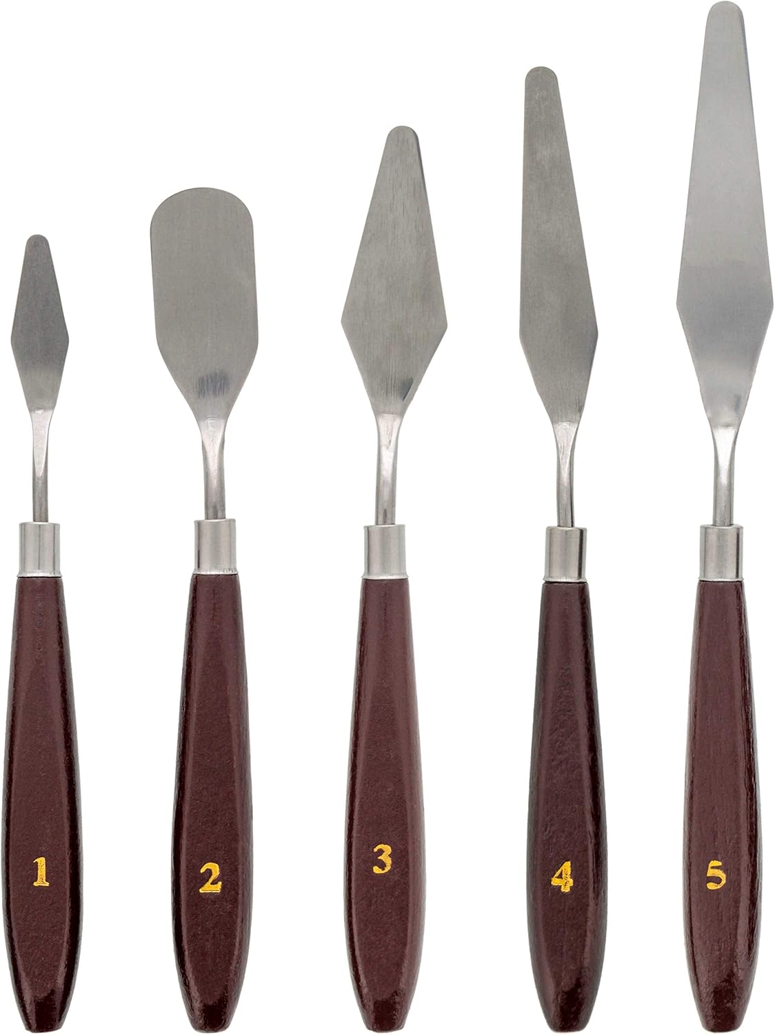 U.S Ar Suppl 5-Piec Stainles Stee Palett Knif Se fo Acryli Paintin Pain Spatul Tool fo Oil Canva Ar Paintin Knive fo Mixing Texturin Palle Knive fo Ar Cake