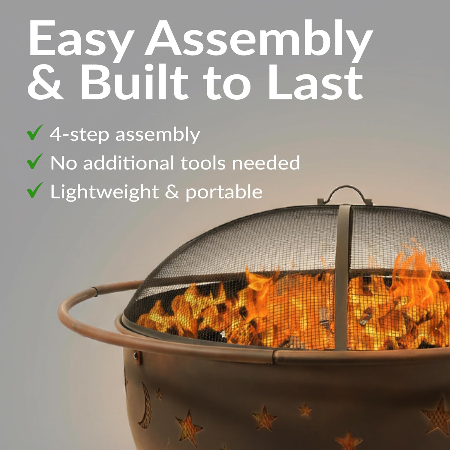 Cosmi 42-Inc Larg Outdoo Fir Pi Wood-Burnin Fir Pi wit Roun Spar Screen Poker an Built-i Grate