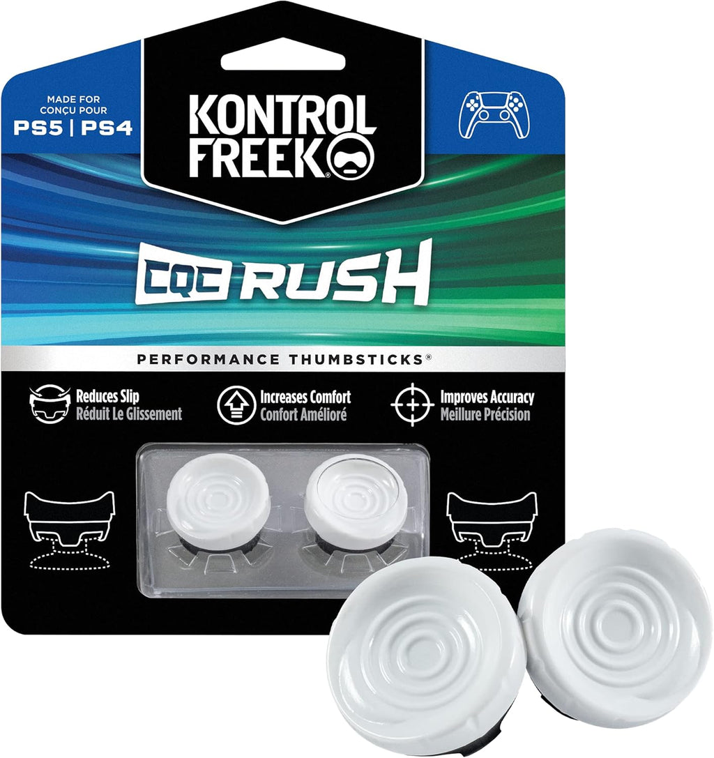 KontrolFree CQ Rus fo Playstatio (PS4 an Playstatio (PS5 Controlle Performanc Thumbstick  Mid-Ris Concav White