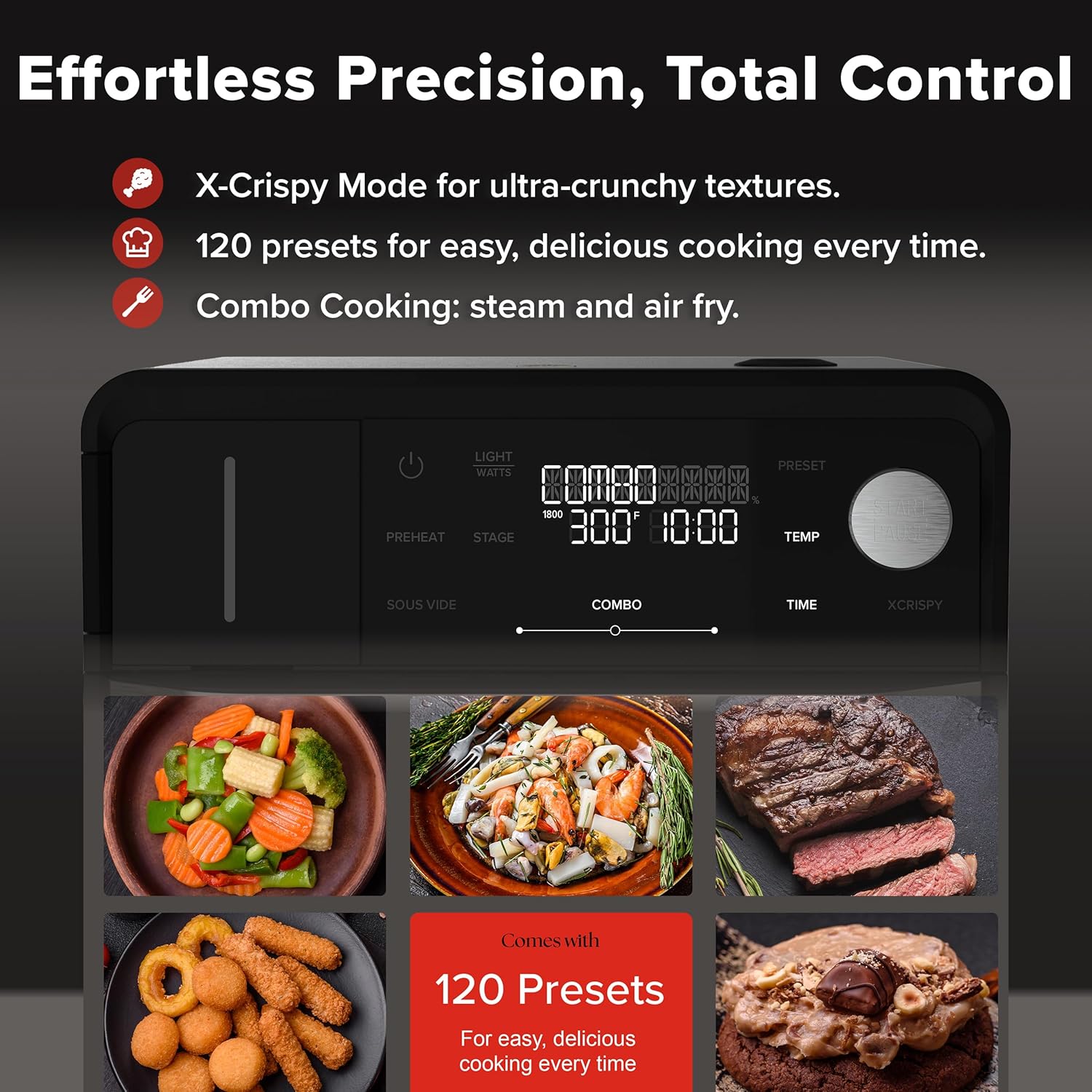 Nuwav PFAS-Fre Stea Ove Ai Fryer All-in-On Convectio Cooke wit Precisio Stea Control Toast Ai Fry Sou Vide Stea More Juicie Meats 12 Presets 50¨C450¡ãF Stainles Steel