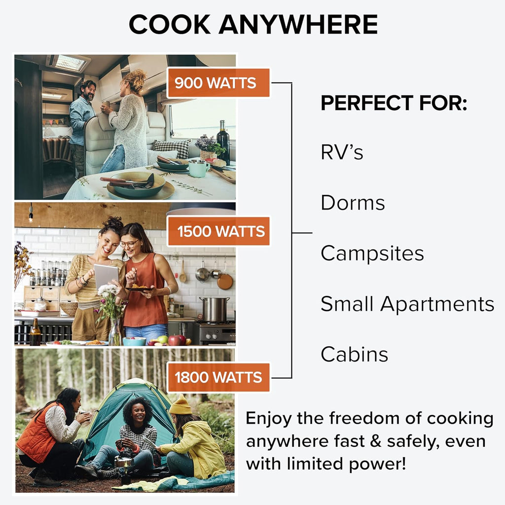 Nuwav Portabl Inductio Cooktop NSF-Certifie Singl Electri Burner 9 Precis Tem Range Larg 8 Heatin Coil Perfec fo Professiona Commercia Settings Shatter-Proo Glas Surface