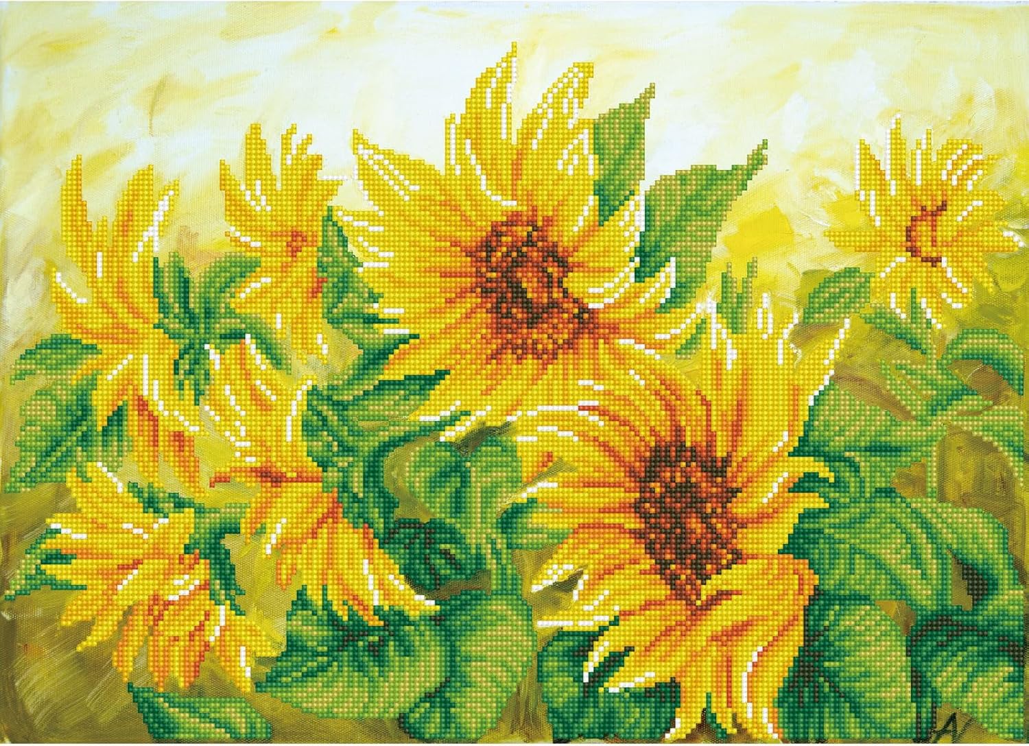 DIAMON DOT Haz Daz Sunflower Diamon Paintin Kit fo Adult Diamon Ar Kit Relaxin Creativ Craf Ki wit Dot Gem 16.1x22.4