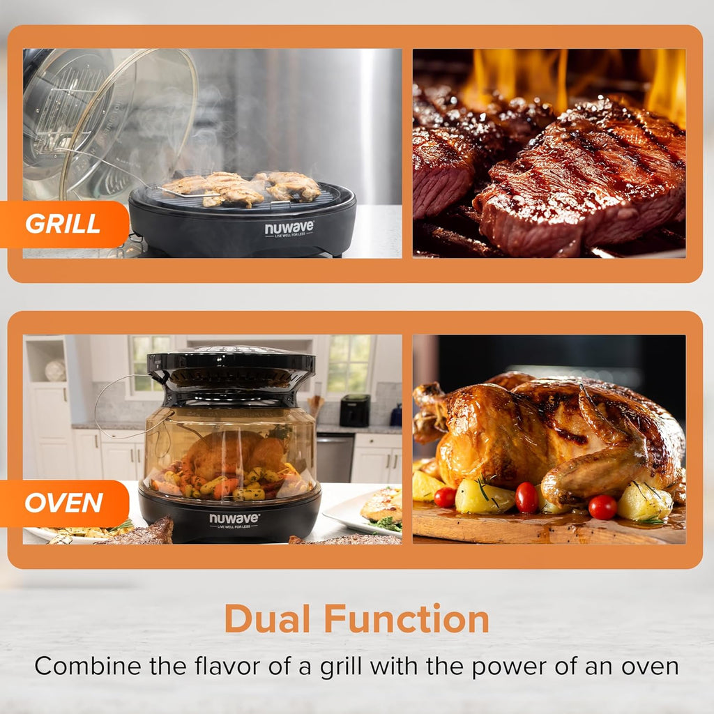 Nuwav Infra-Re Prim Gril Oven Integrate Smar Thermometer Nonstic Gril Botto Convectio To fo Surroun Cooking Coo Fres o Frozen Durabl Powe Dom Included