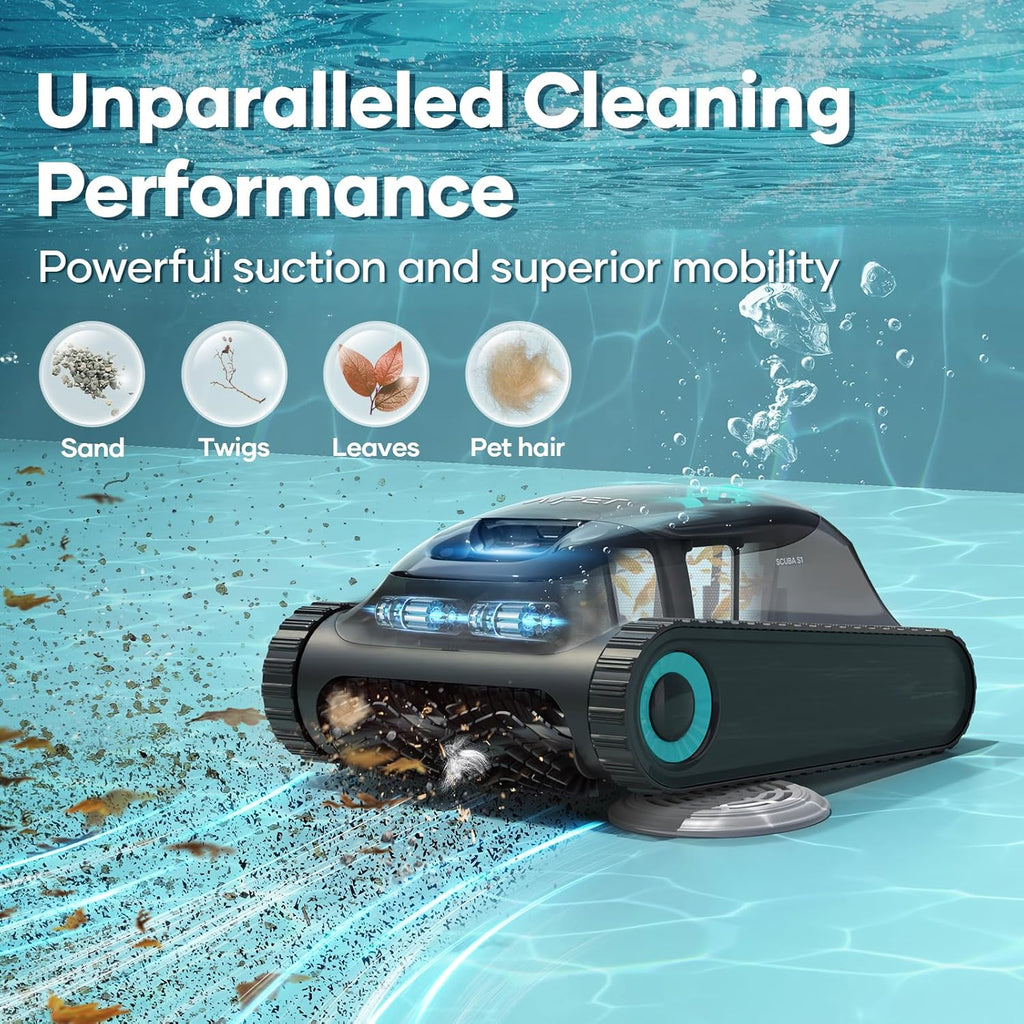 AIPE Scub S Cordles Roboti Cleaner Smar Navigatio fo Ingroun Pool u t 1,60 Sq.ft Wal an Waterlin Cleanin Vacuum