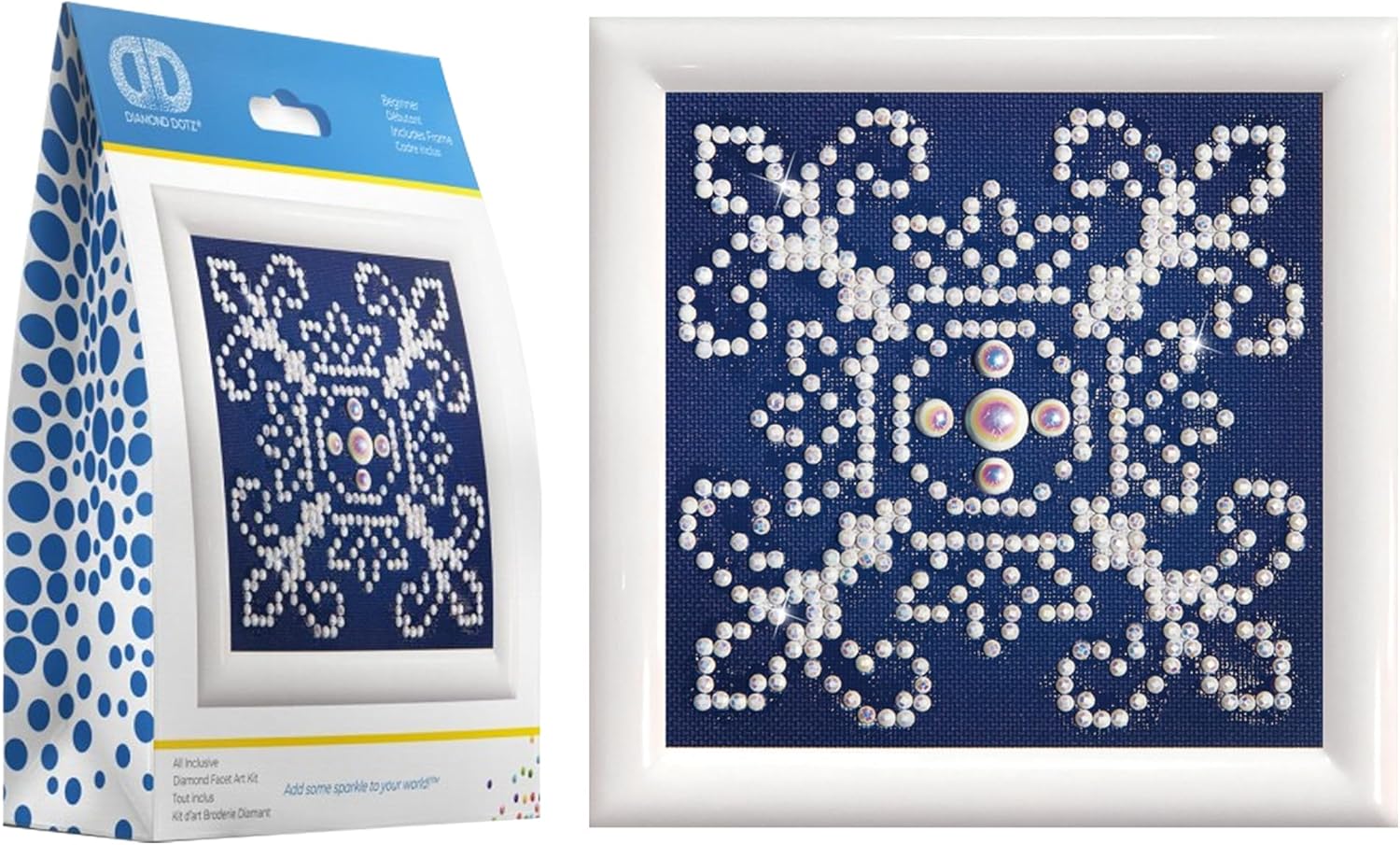 DIAMON DOT Whit o Blu Ki wit Fram Patter Diamon Paintin Kit fo Adult Diamon Ar Kit Relaxin Creativ Craf Ki wit Dot Gem 3.5inchx3.5inch