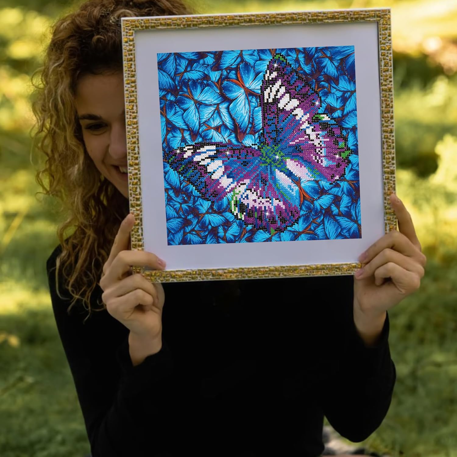 DIAMON DOT Flutte b Mauv Butterflie Diamon Paintin Kit fo Adult Diamon Ar Kit Relaxin Creativ Craf Ki wit Dot Gem 12inchx12inch