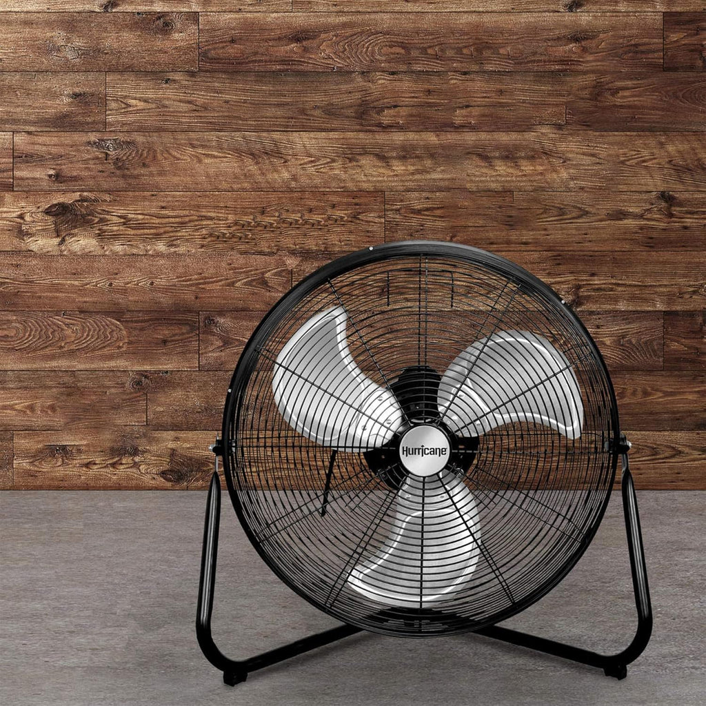 Hurricane Pro Series, 20 Inch High Velocity Heavy Duty Metal Orbital Floor Fan with 3 Adjustable Speed Settings and 360 Degree Oscillation, Black