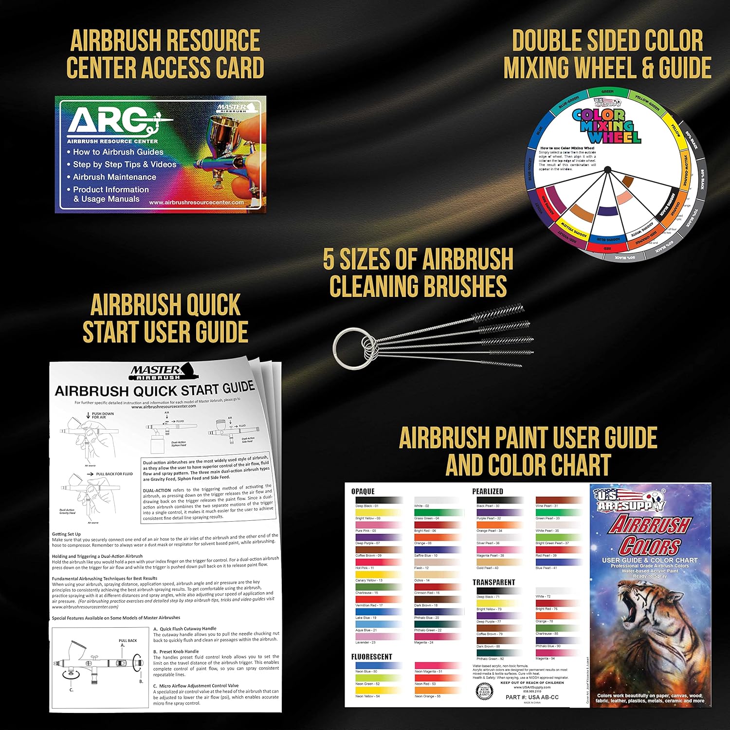 Maste Airbrus Coo Runne I Dua Fa Ai Compresso Syste Ki wit Maste Elit Plu Ultimat Airbrus Se wit Tip 0.2 0. 0. mm Case Dual-Action Cups Colo Acryli Pain Set