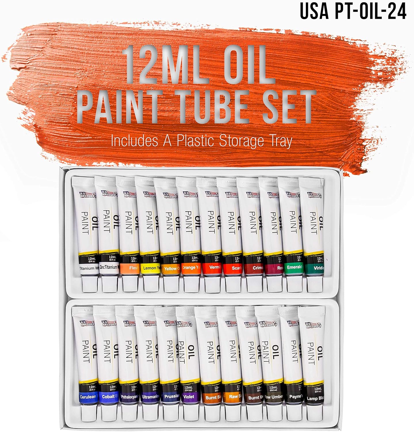 U.S. Art Supply Professional Oil Paint Set - 36 Vibrant Colors in 18ml Tubes for Canvas, Wood & Art Surfaces - Oil Based Paint for Artists, Adults & Students