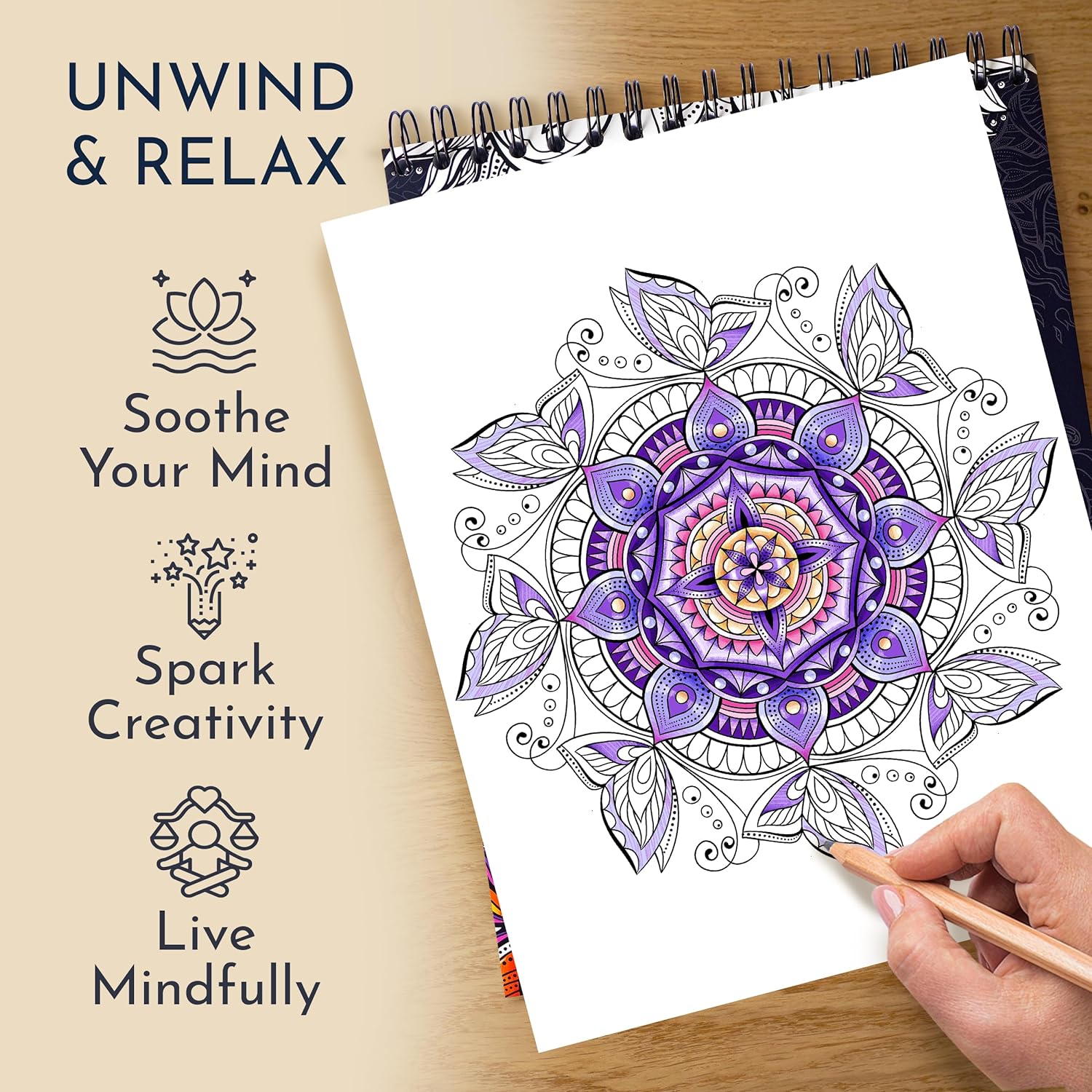 RYV Mandal Colorin Boo fo Adult 5 Uniqu Mandala fo Relaxatio Stres Relie Adul Colorin Book Spira Bound Adul Colorin Book fo Wome Me Mindfulnes Colorin Boo fo Adults