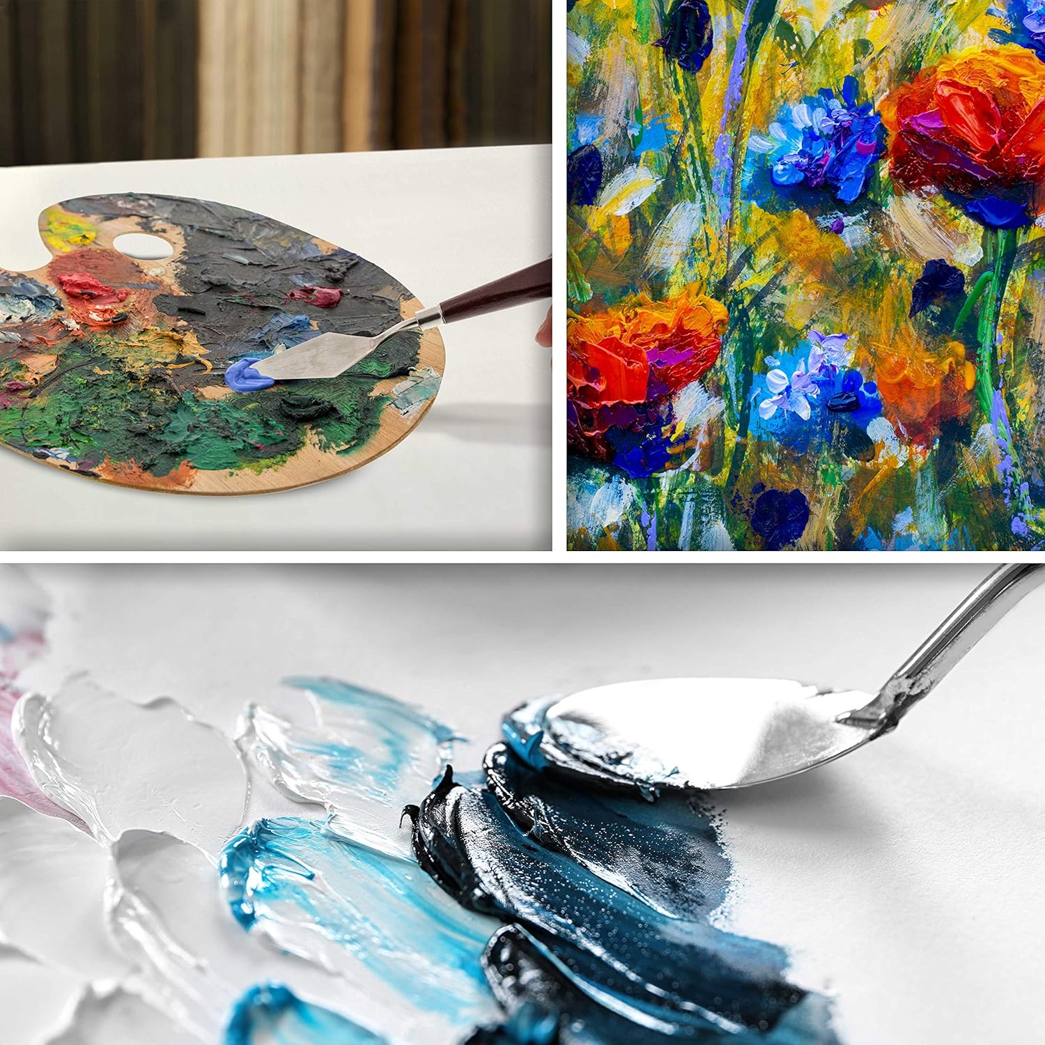 U.S Ar Suppl 5-Piec Stainles Stee Palett Knif Se fo Acryli Paintin Pain Spatul Tool fo Oil Canva Ar Paintin Knive fo Mixing Texturin Palle Knive fo Ar Cake