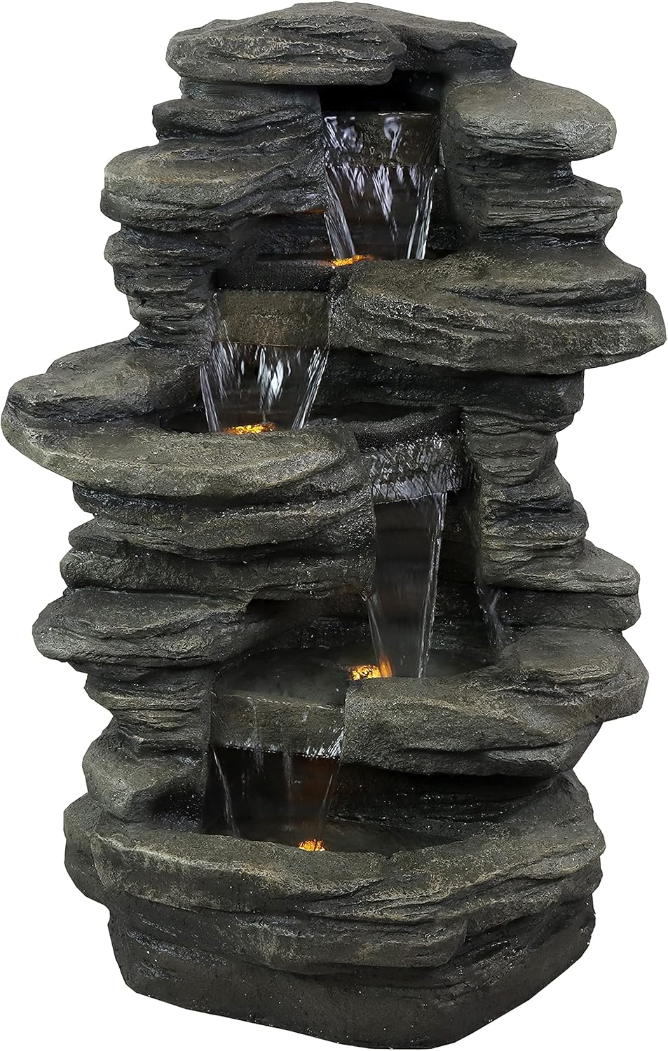 Sunnydaz Stacke Shal Roc 38-Inc Waterfal Fountai wit LE Light Electri Submersibl Pump