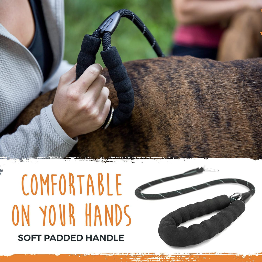 Mighty Paw Double Dog Leash with Rope Handle - Double Leash for Two Dogs No Tangle Design. Split Lead for 2 Pets. Adjustable to Fit All Sized Breeds. Reflective Dual Pet Lead for People with 2 Pups