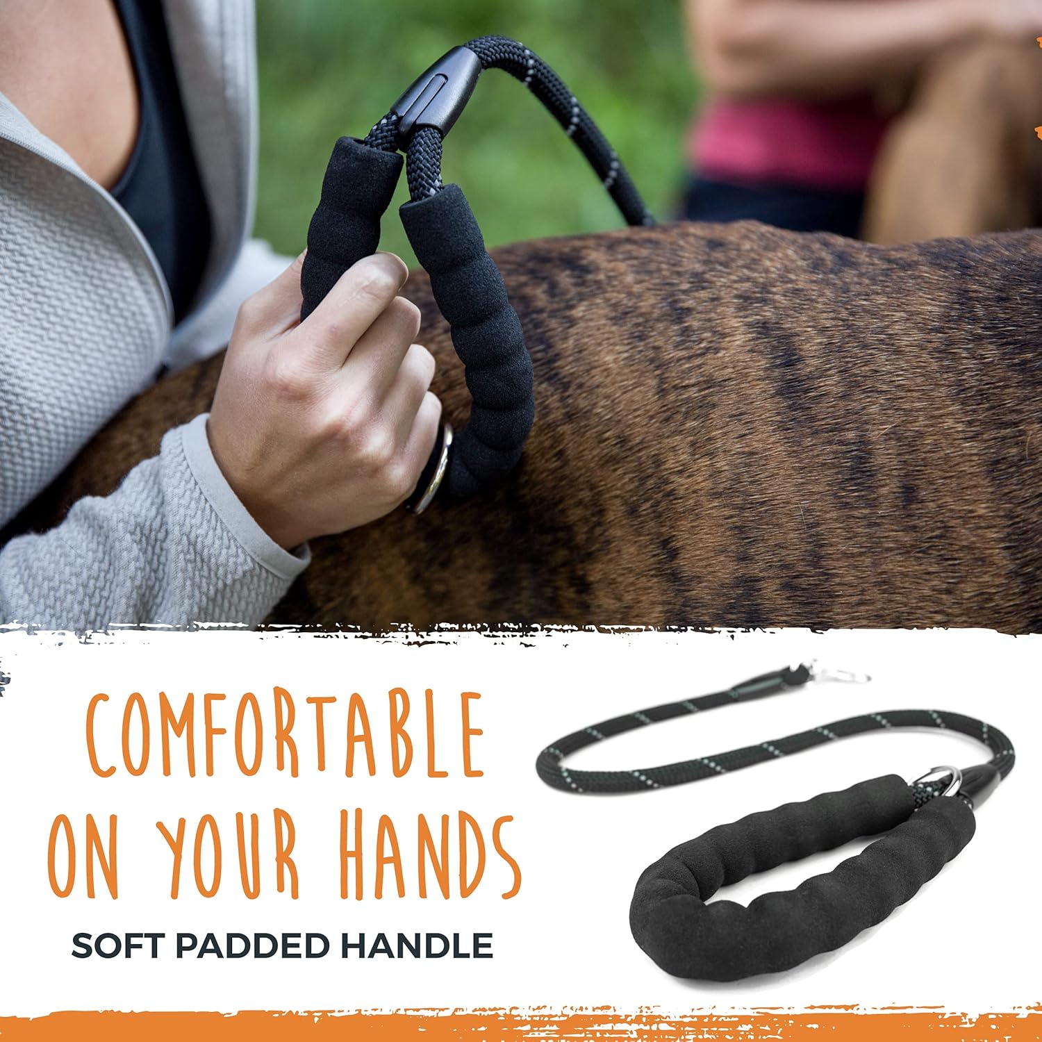 Mighty Paw Double Dog Leash with Rope Handle - Double Leash for Two Dogs No Tangle Design. Split Lead for 2 Pets. Adjustable to Fit All Sized Breeds. Reflective Dual Pet Lead for People with 2 Pups